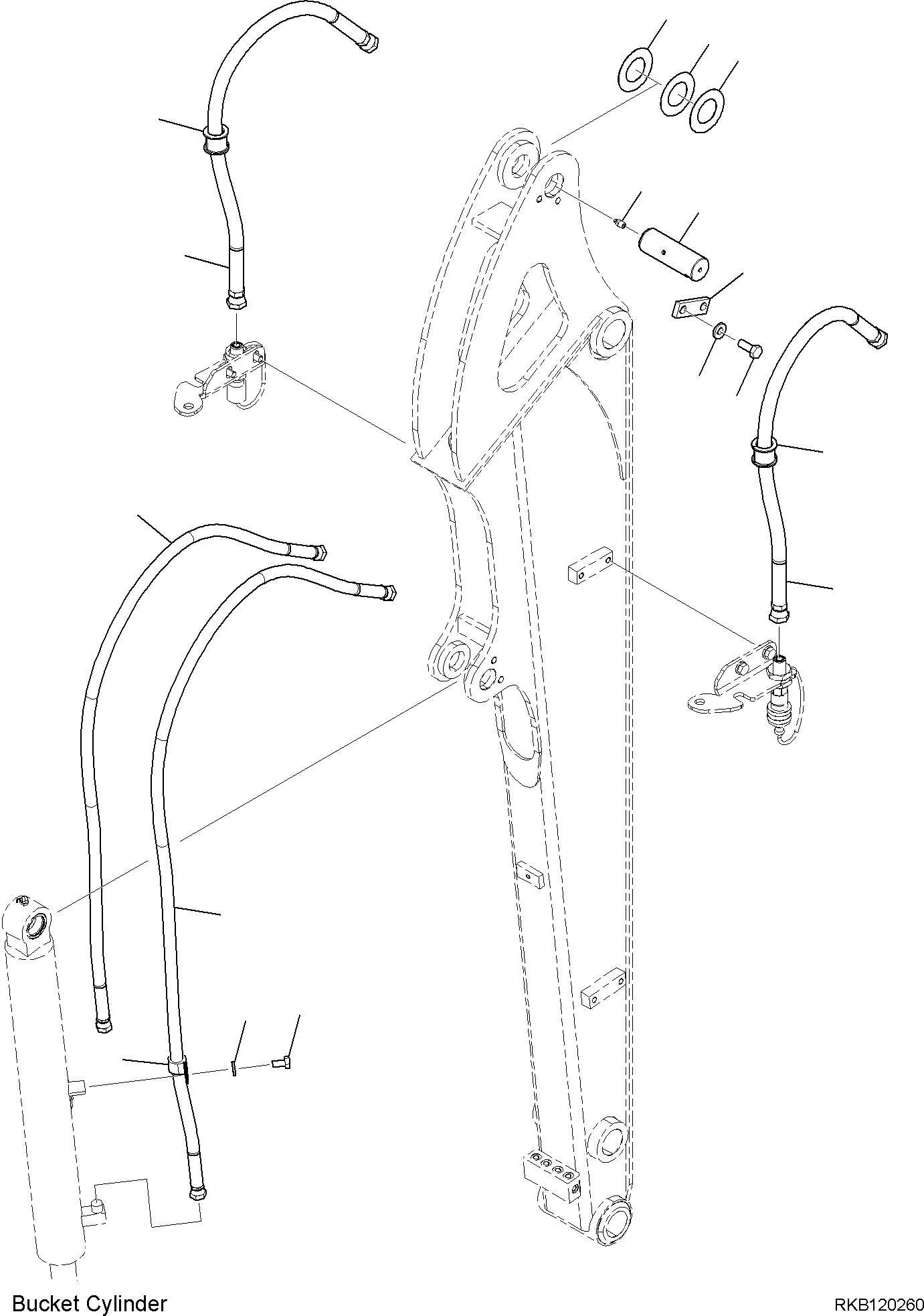 Komatsu parts book diagram for PC35MR-5 S/N F50003 AND UP: ARM UNIT, PIN AND PIPING