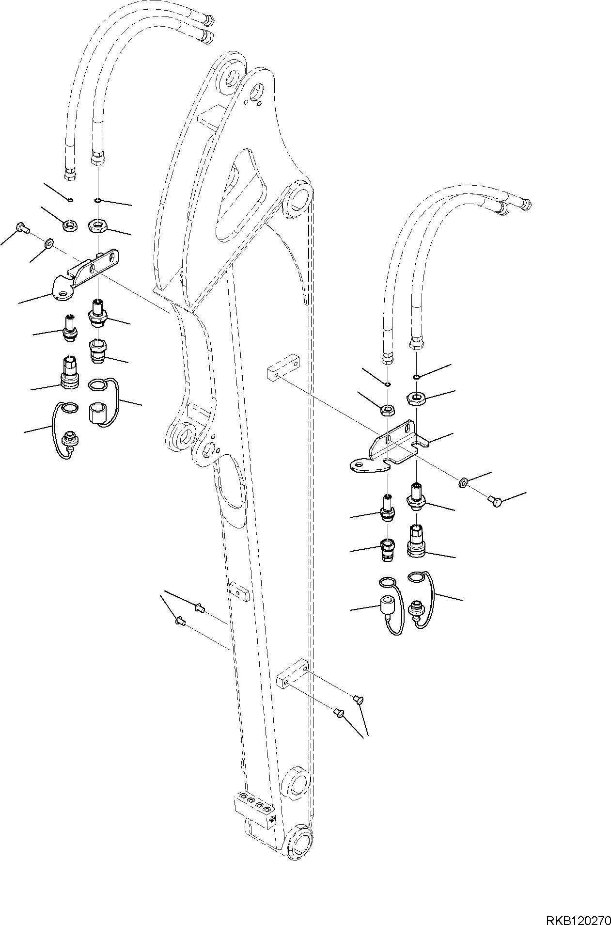 Komatsu parts book diagram for PC35MR-5 S/N F50003 AND UP: ARM UNIT, ADDITIONAL PIPING (1/2)