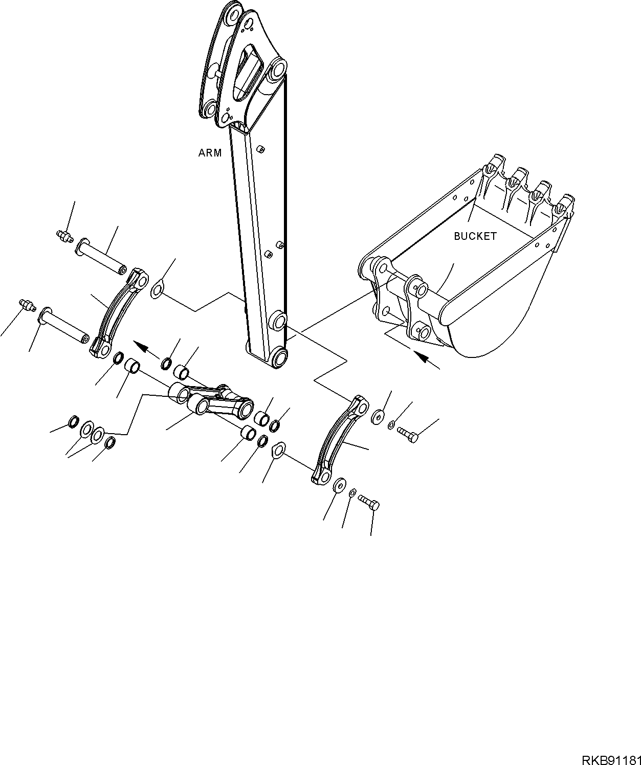 Komatsu parts book diagram for PC35MR-5 S/N F50003 AND UP: BUCKET LINK, BUCKET LINK, WITH HOOK