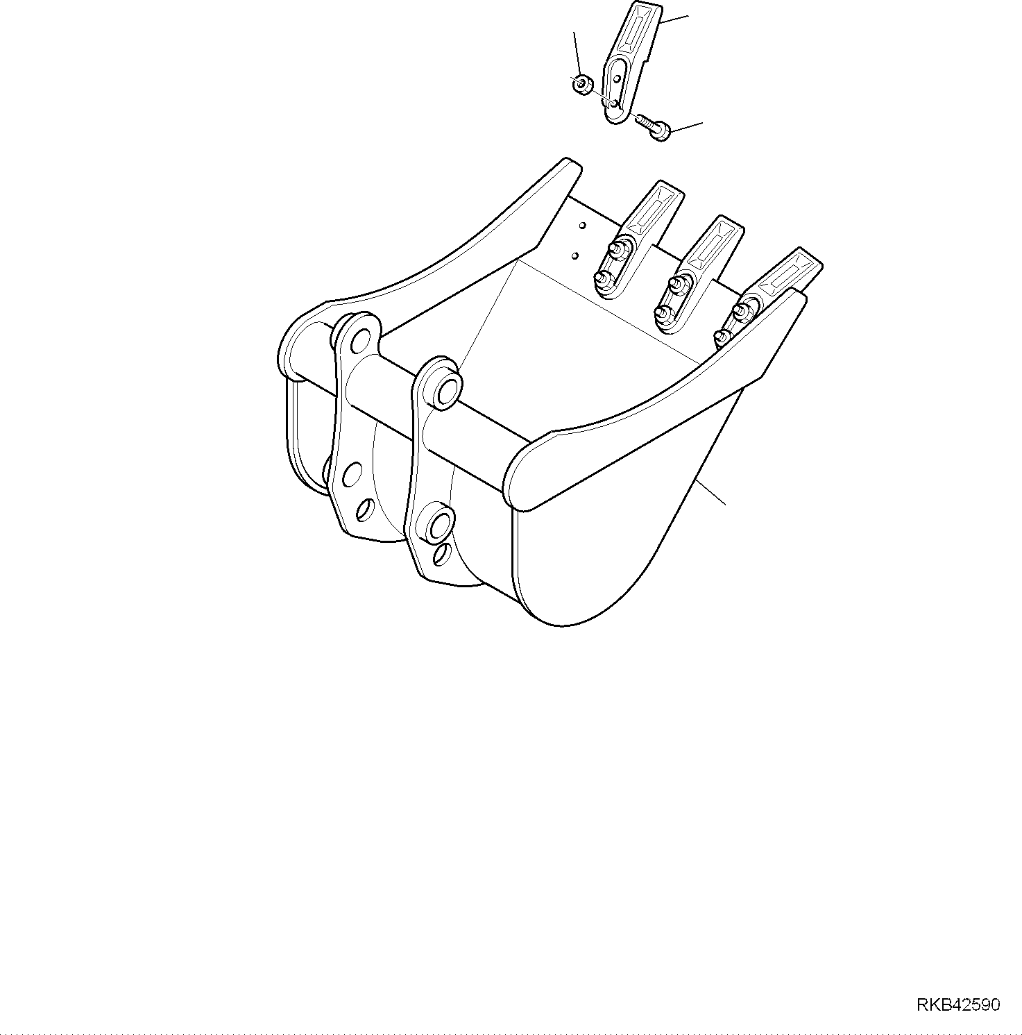 Komatsu parts book diagram for PC35MR-5 S/N F50003 AND UP: BUCKET, INNER PARTS, BUCKET