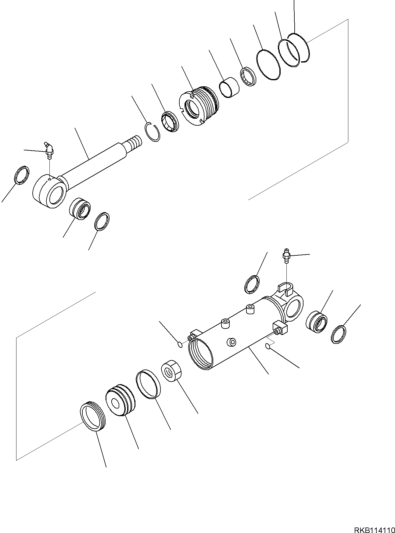 Komatsu parts book diagram for PC35MR-5 S/N F50003 AND UP: BLADE CYLINDER, INNER PARTS, BLADE CYLINDER