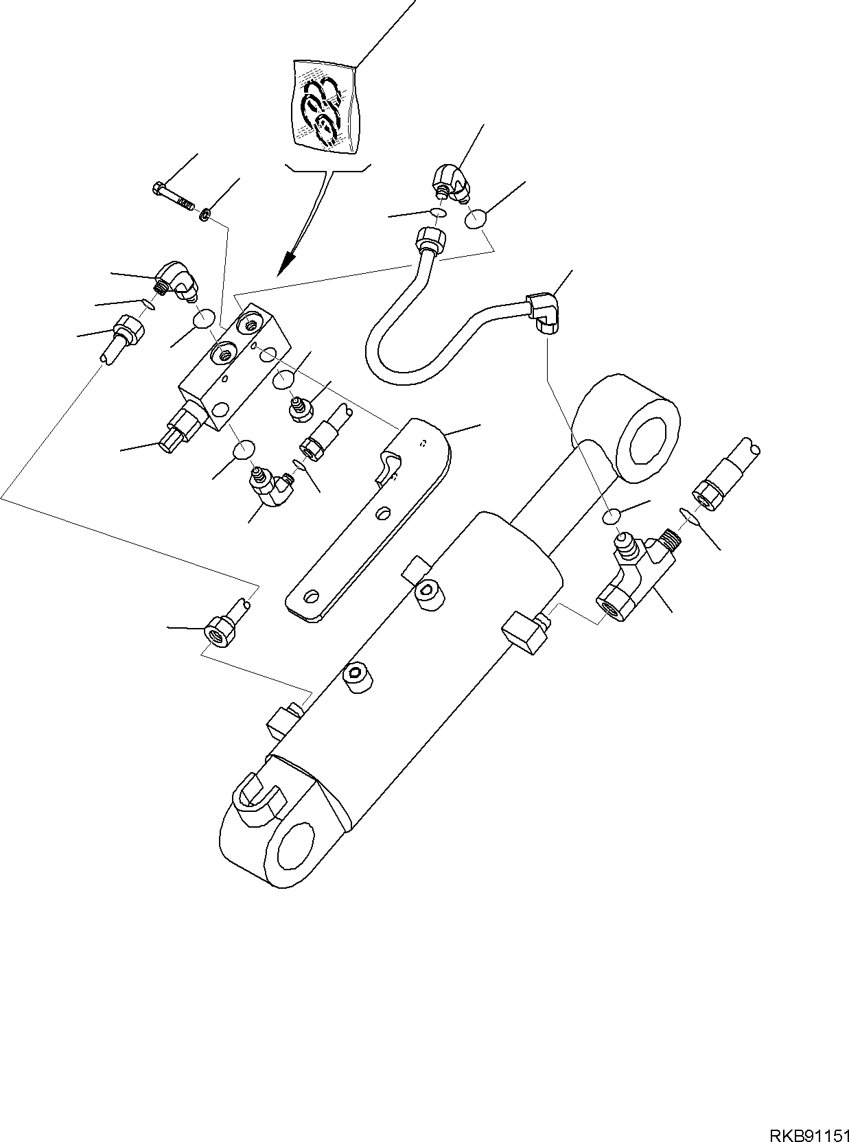 Komatsu parts book diagram for PC35MR-5 S/N F50003 AND UP: BLADE CYLINDER SAFETY VALVE