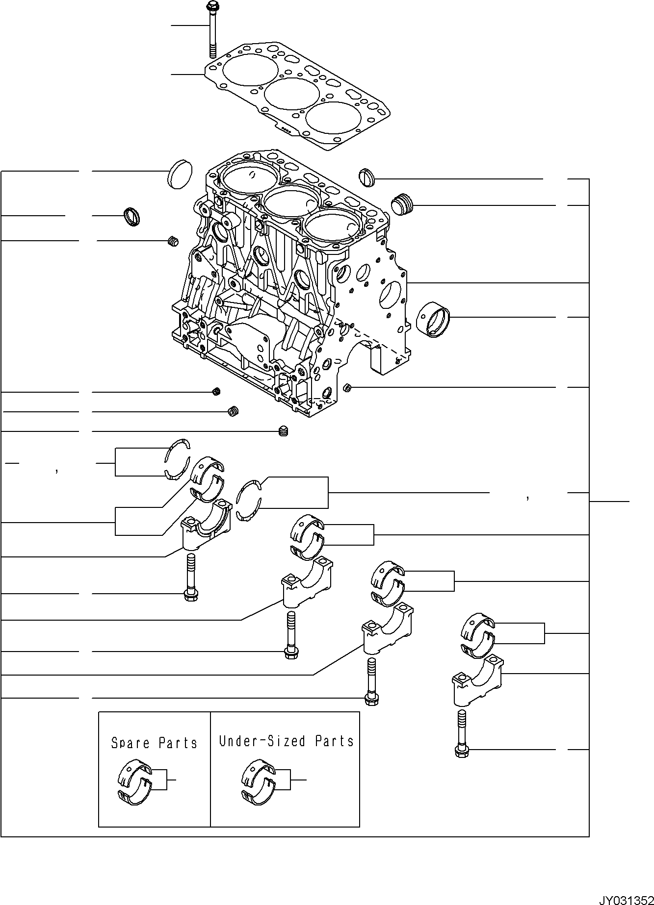 Excavators Komatsu / PC35MR-5 (JPN) S/N 31611 AND UP(PC35MR5J) / ENGINE UNIT, CYLINDER BLOCK(A0100-001001 : A0100-001001)