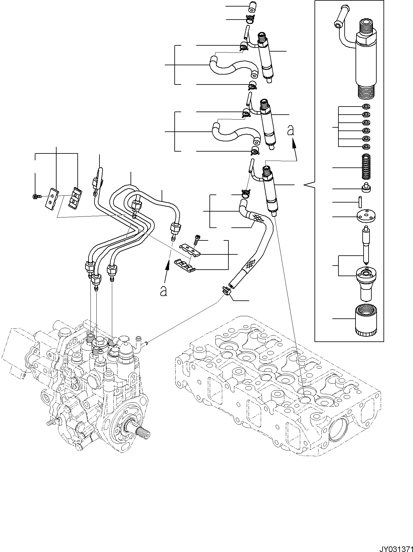 Excavators Komatsu / PC35MR-5 (JPN) S/N 31611 AND UP(PC35MR5J) / ENGINE UNIT, INJECTOR(A0100-001013 : A0100-001013)