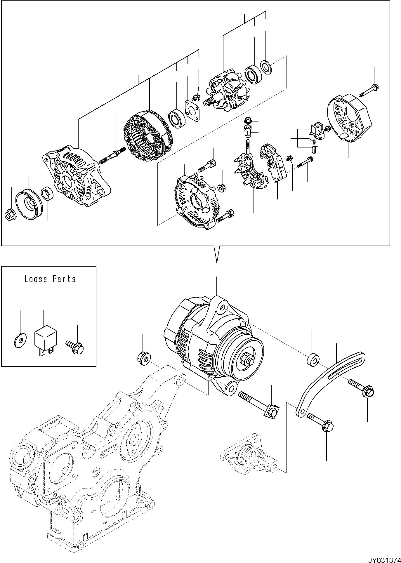 Excavators Komatsu / PC35MR-5 (JPN) S/N 31611 AND UP(PC35MR5J) / ENGINE UNIT, ALTERNATOR(A0100-001016 : A0100-001016)