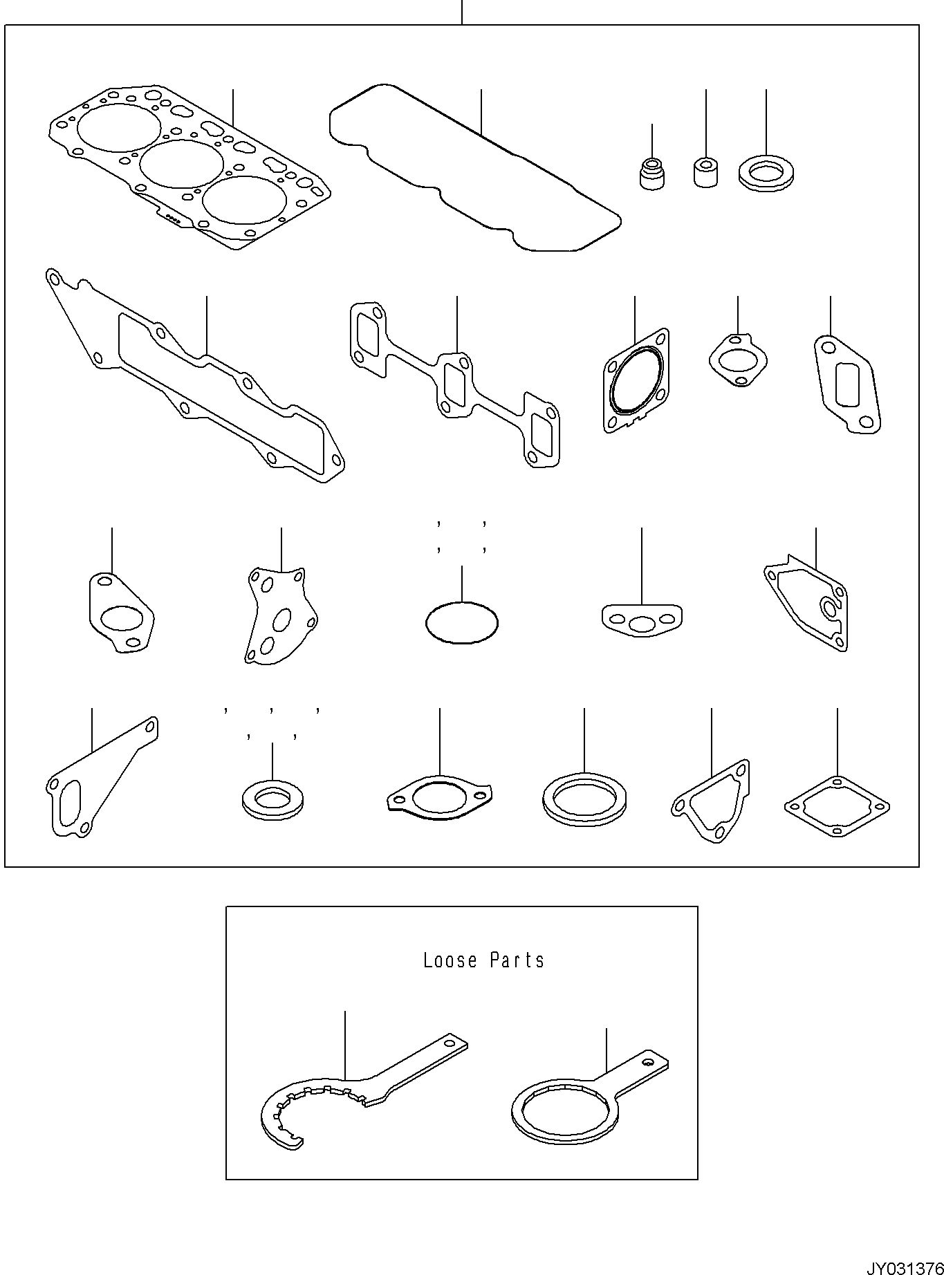 Excavators Komatsu / PC35MR-5 (JPN) S/N 31611 AND UP(PC35MR5J) / ENGINE UNIT, GASKET KIT AND TOOL(A0100-001018 : A0100-001018)