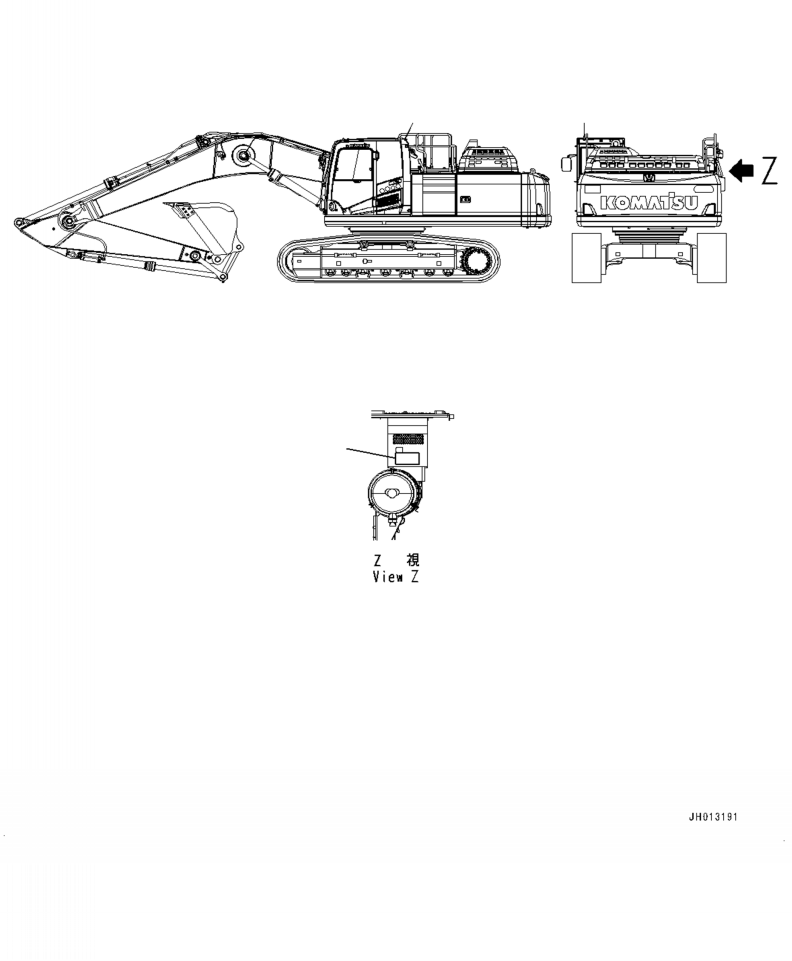 Excavators Komatsu / PC360LC-11 SN A35001-UP(PC360L11) / U0550-001001 PLATES AIR CLEANER (ENGLISH AND FRENCH)(U-036 : U0550-001001)