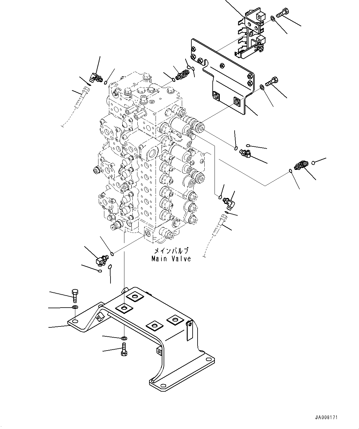 Excavators Komatsu / PC360LC-10 S/N K60001-UP(PC360L2U) / Main Control Valve, with 1-additional Actuator Piping, Accumulator, Anti-drop Valve, Boom and Arm, Main Valve Mounting(H004025 : H0120-003025)
