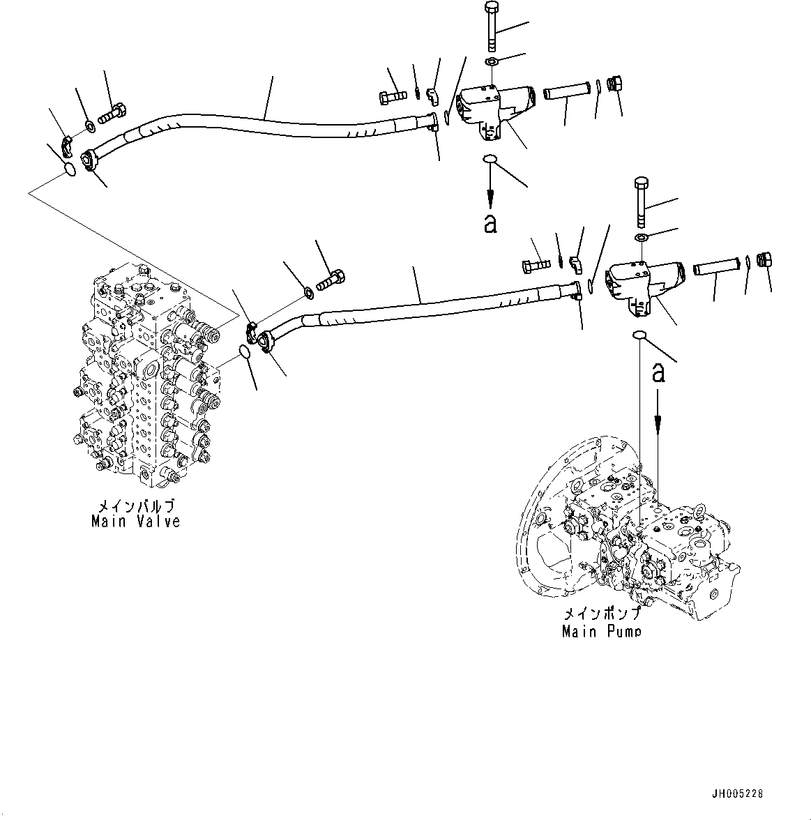 Excavators Komatsu / PC360LC-10 S/N K60001-UP(PC360L2U) / Delivery Piping, with Inline Filter(H009001 : H0312-001001)