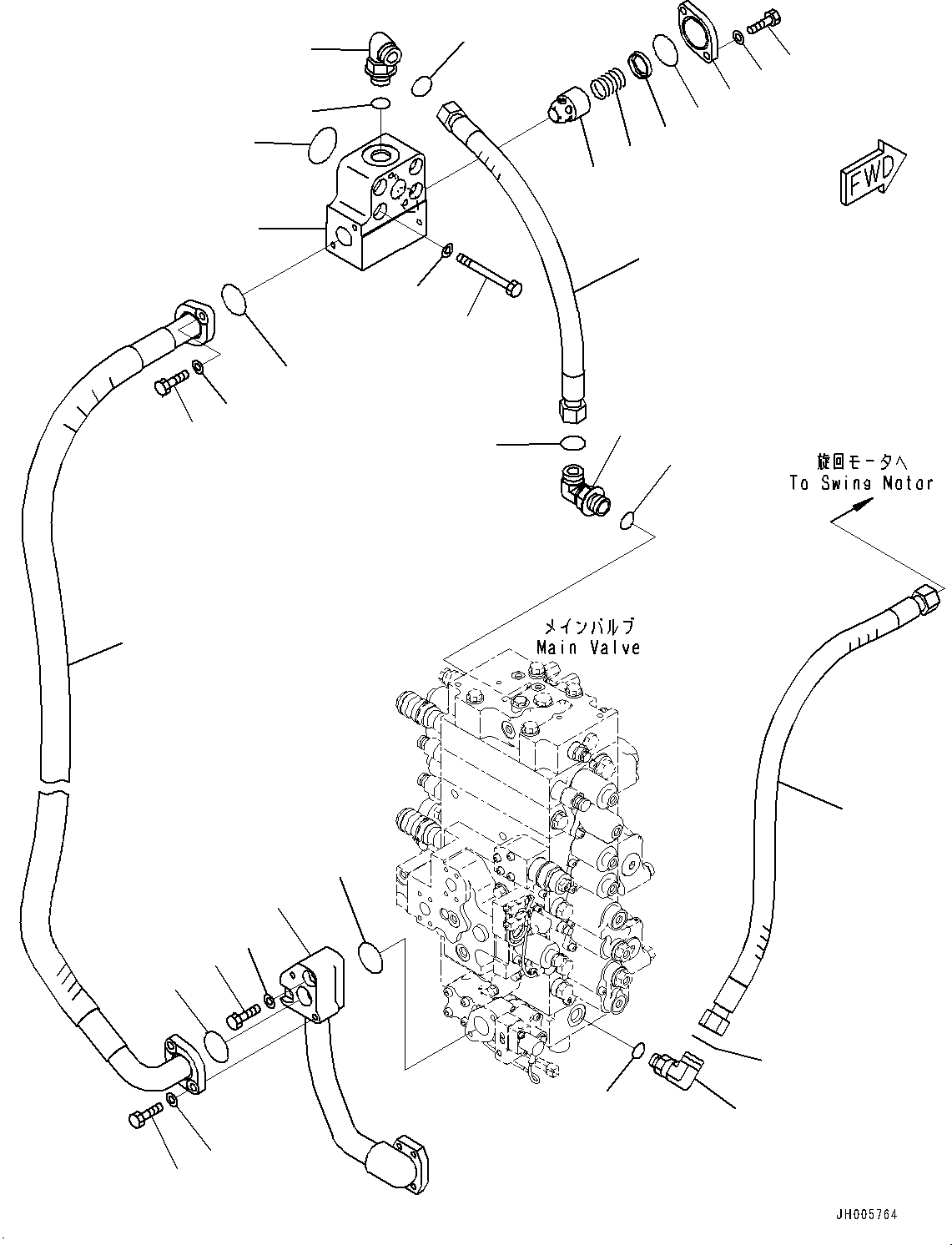 Excavators Komatsu / PC360LC-10 S/N K60001-UP(PC360L2U) / Return Piping, for 1-additional Actuator Piping, Accumulator(H012001 : H0330-002001)
