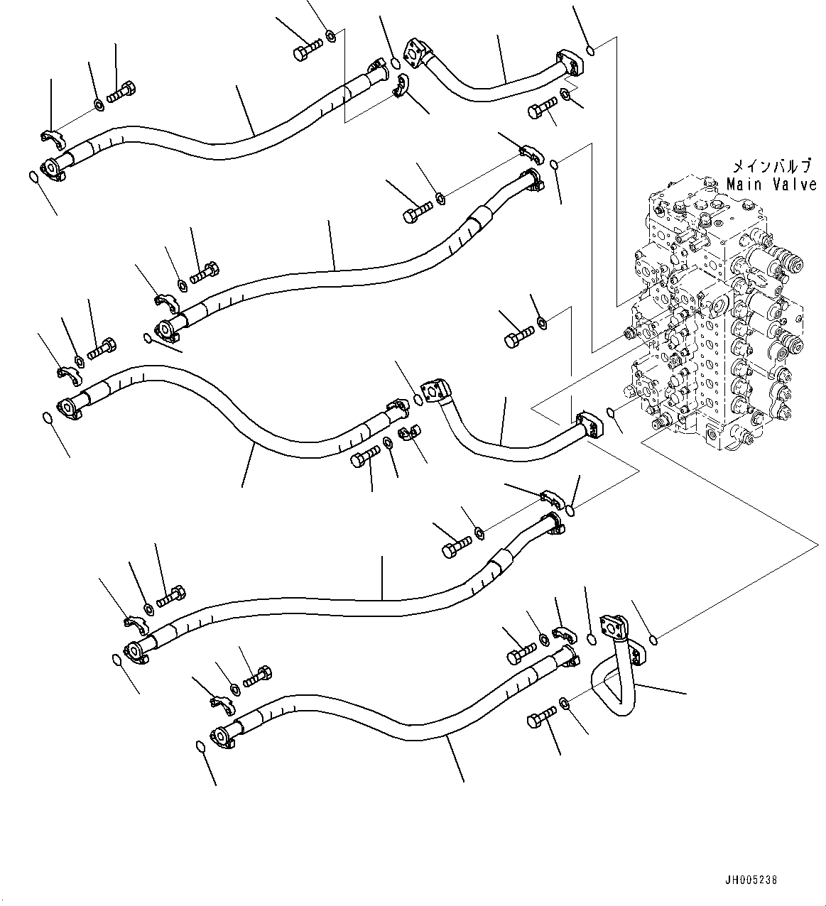 Excavators Komatsu / PC360LC-10 S/N K60001-UP(PC360L2U) / Arm and Bucket Piping, with Anti-drop Valve, Boom and Arm(H016001 : H1220-003001)