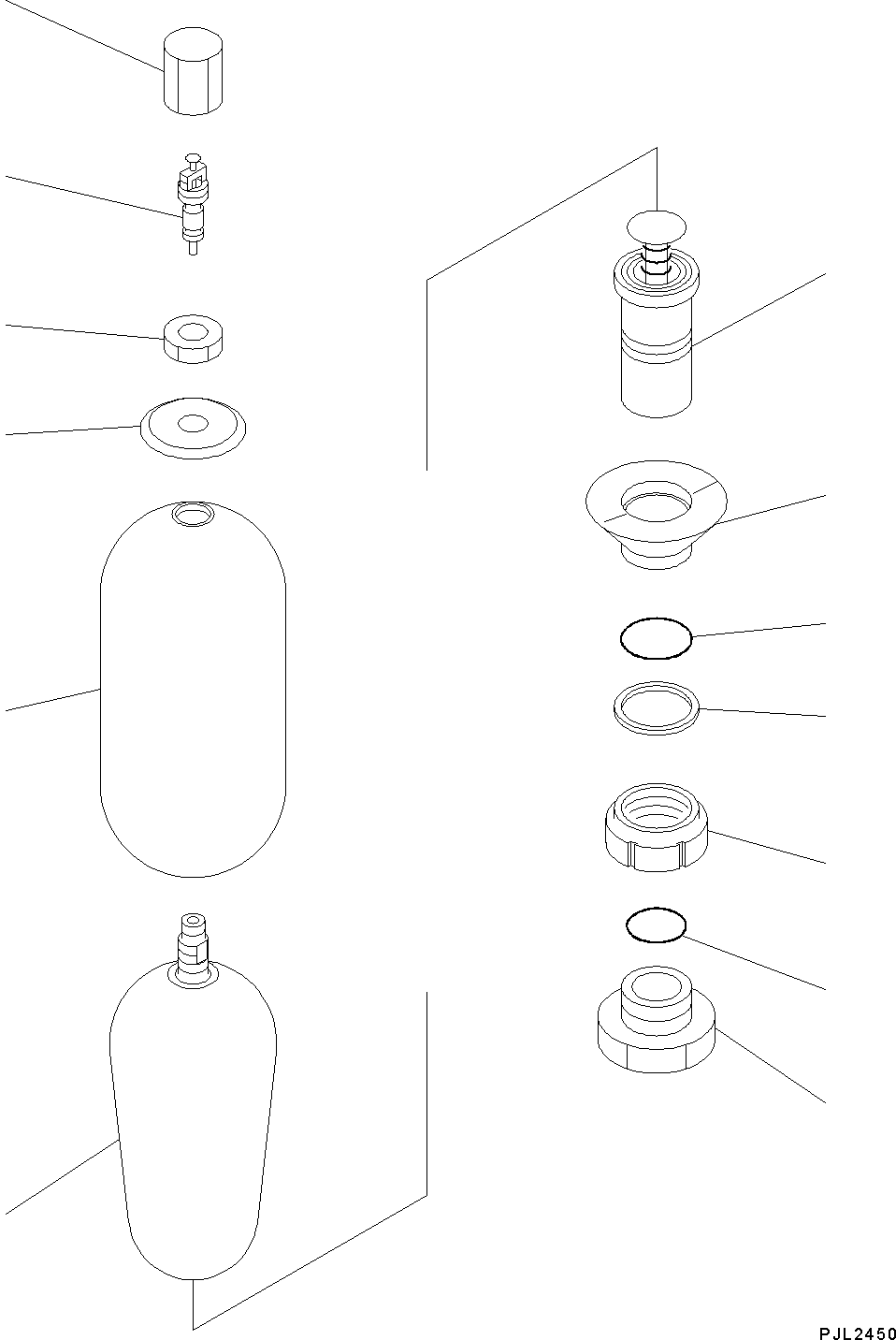 Excavators Komatsu / PC360LC-10 S/N K60001-UP(PC360L2U) / Attachment Piping, with 2-additional Actuator Piping, Accumulator, for EU Arrangement, Accumulator(H018006 : H1270-002006)