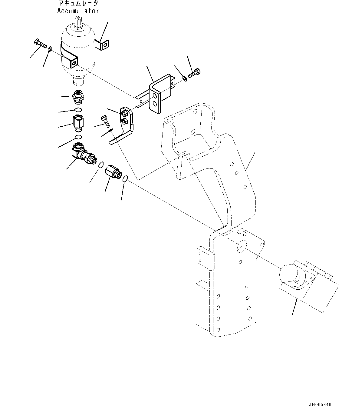 Excavators Komatsu / PC360LC-10 S/N K60001-UP(PC360L2U) / Attachment Piping, with 2-additional Actuator Piping, Accumulator, for EU Arrangement, Accumulator Mounting(H018007 : H1270-002007)