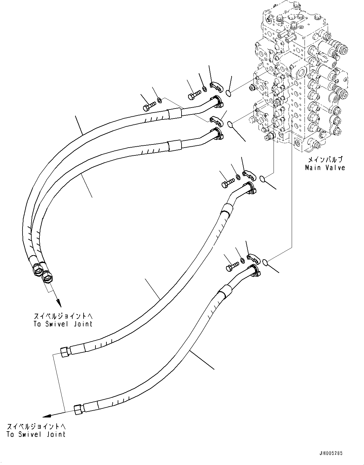 Excavators Komatsu / PC360LC-10 S/N K60001-UP(PC360L2U) / Travel Piping(H023001 : H1310-001001)