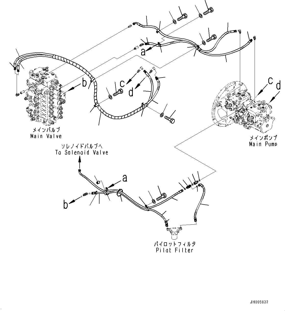 Excavators Komatsu / PC360LC-10 S/N K60001-UP(PC360L2U) / LS Piping, with 1-additional Actuator Piping, Accumulator(H026001 : H1810-002001)