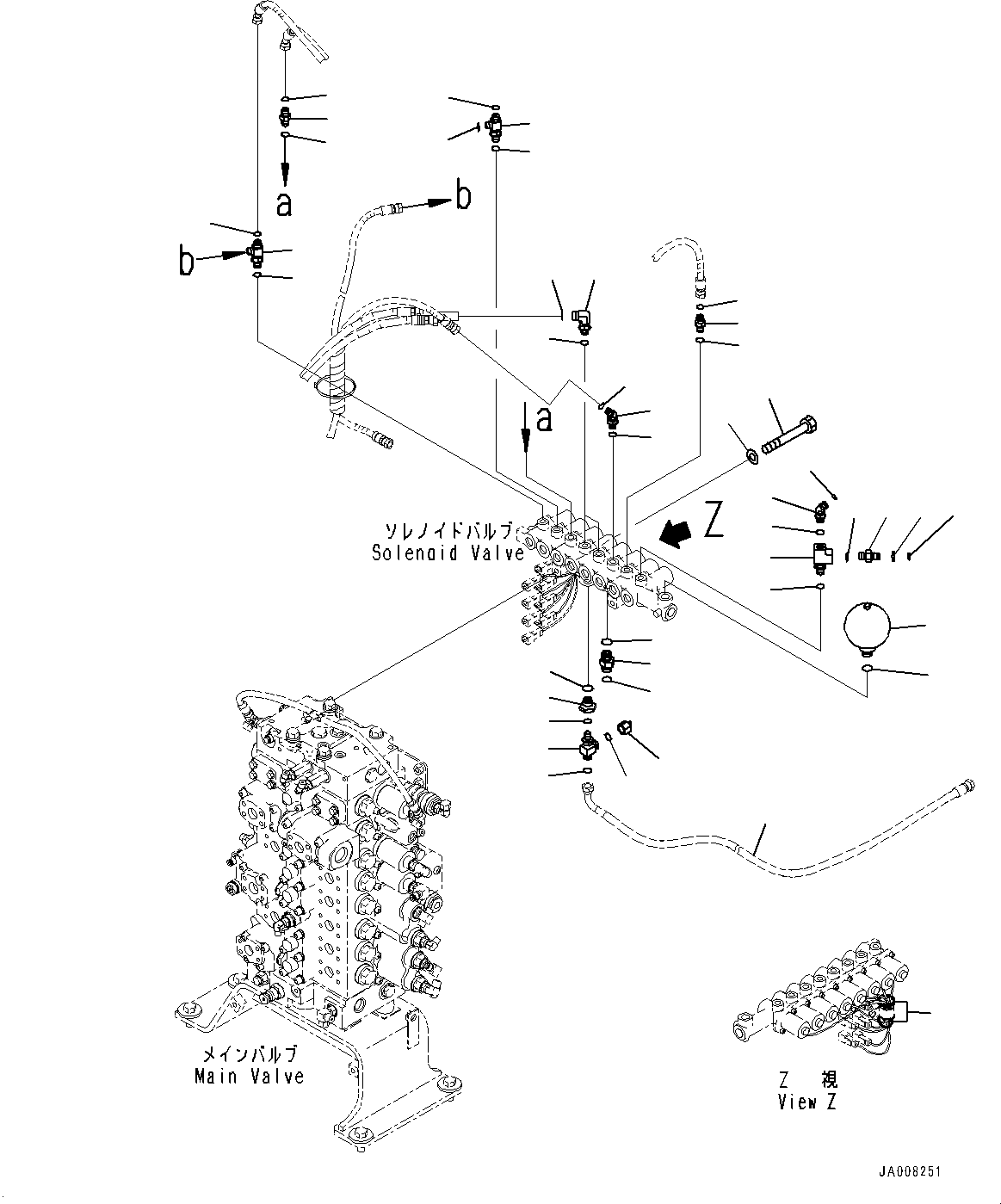 Excavators Komatsu / PC360LC-10 S/N K60001-UP(PC360L2U) / Solenoid Valve Piping, with Additional Actuator Piping, Accumulator, for EU Arrangement, Solenoid Valve Related Parts(H027002 : H1831-003002)
