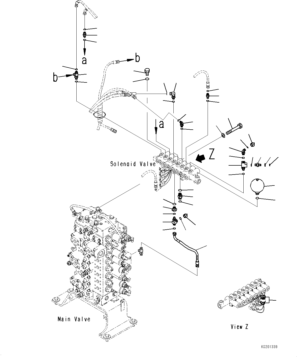 Excavators Komatsu / PC360LC-10 S/N K60001-UP(PC360L2U) / Solenoid Valve Piping, Accumulator, for EU Arrangement, Piping(H028002 : H1831-004002)