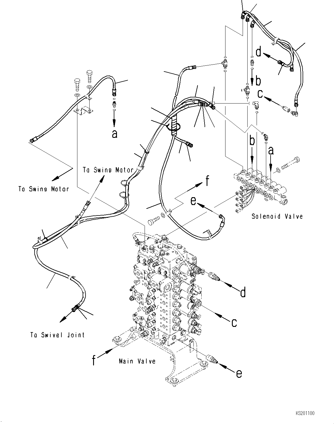 Excavators Komatsu / PC360LC-10 S/N K60001-UP(PC360L2U) / Solenoid Valve Piping, Accumulator, for EU Arrangement, Piping(H028003 : H1831-004003)