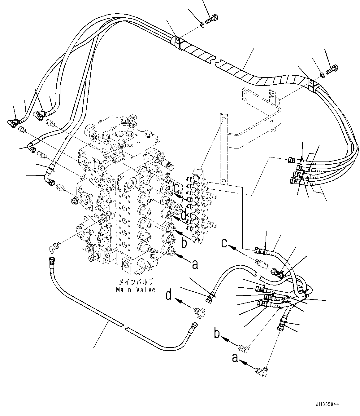 Excavators Komatsu / PC360LC-10 S/N K60001-UP(PC360L2U) / Proportional Pressure Control (PPC) Main Piping(H030001 : H1840-001001)
