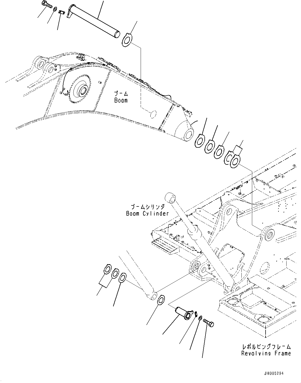 Excavators Komatsu / PC360LC-10 S/N K60001-UP(PC360L2U) / Boom Foot Pin, 500 Hours Lubrication Interval(J002001 : J1310-001001)
