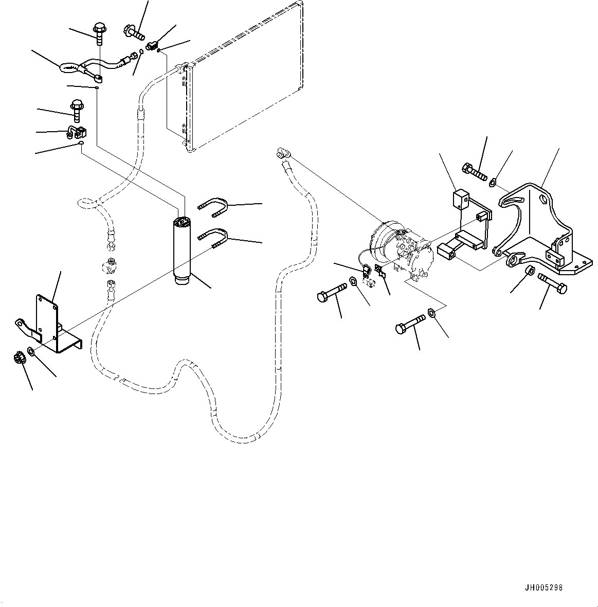 Excavators Komatsu / PC360LC-10 S/N K60001-UP(PC360L2U) / Air Conditioner, Compressor Mounting(K015002 : K0700-001002)