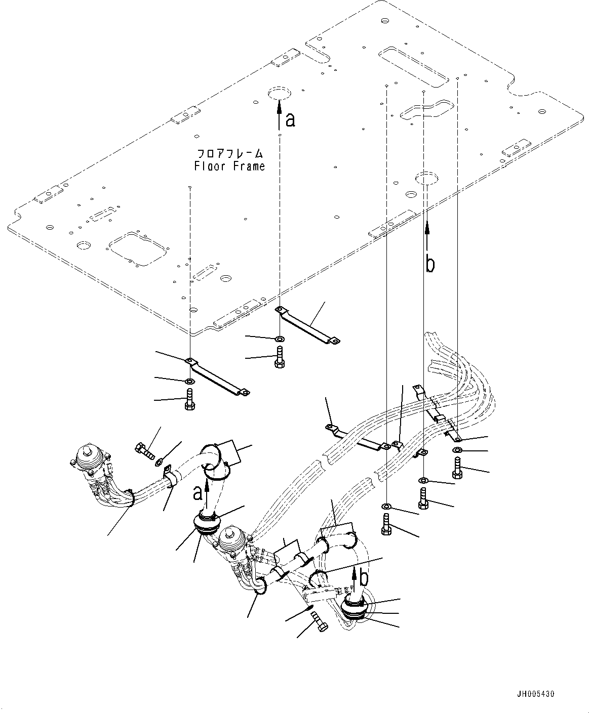 Excavators Komatsu / PC360LC-10 S/N K60001-UP(PC360L2U) / Cab and Floor Frame Group, with Air Suspension Operatorґs Seat, 1-attachment Pedal, KUK, Floor, Piping Mounting(K016057 : K1110-003057)