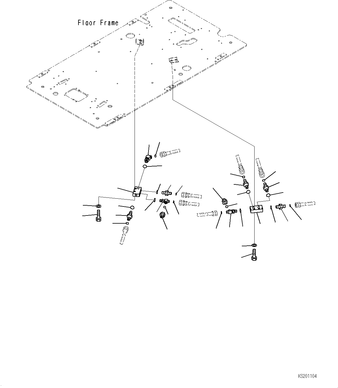 Excavators Komatsu / PC360LC-10 S/N K60001-UP(PC360L2U) / Cab and Floor Frame Group, with Air Suspension Operatorґs Seat, KUK, Floor, P and T Block Blanking Parts(K016061 : K1110-003061)