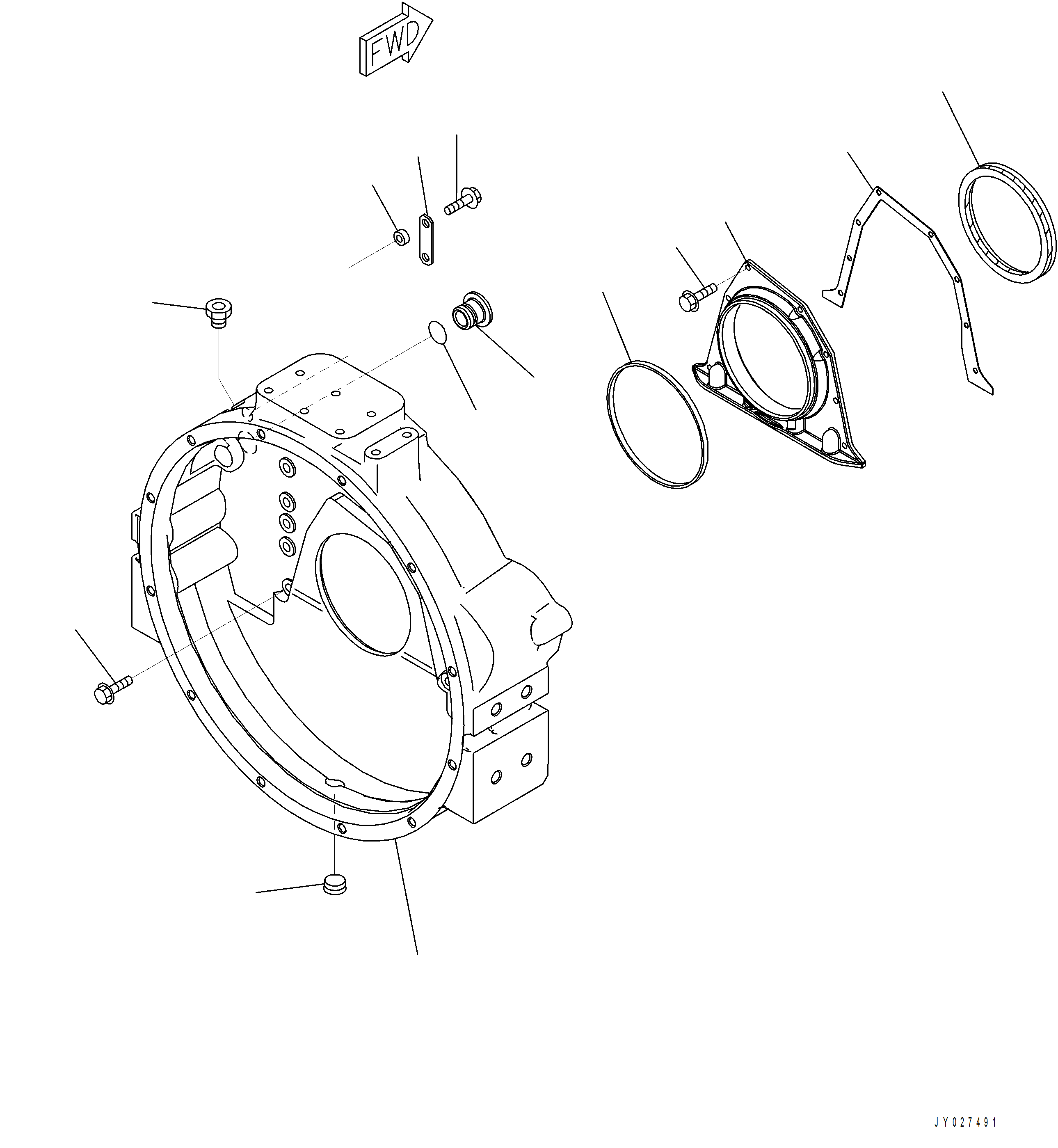 Komatsu parts book diagram for PC390LCI-11 A31001-UP BEPB113400 3.8.2018: A2219-001001 FLYWHEEL HOUSING