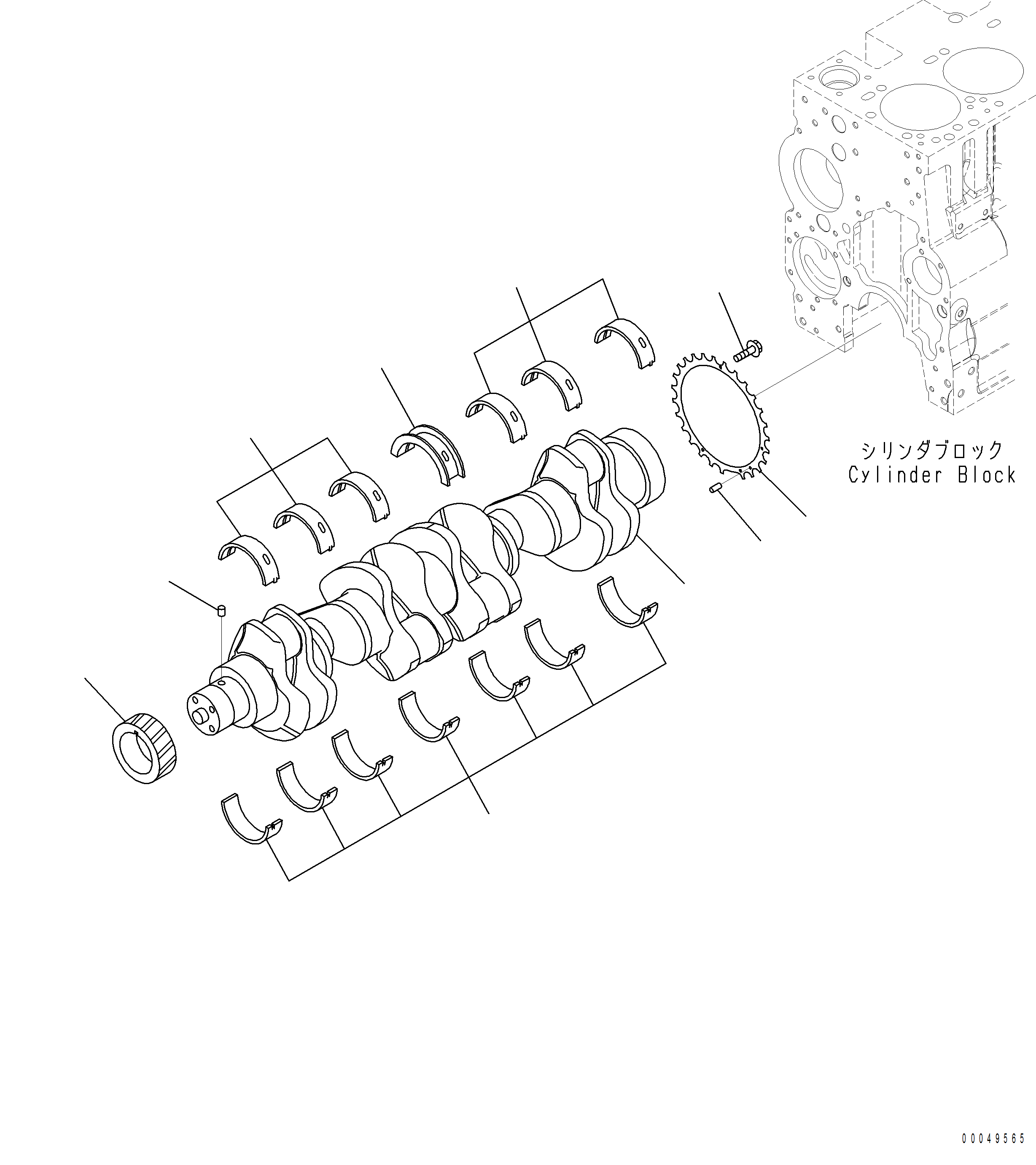 Komatsu parts book diagram for PC390LCI-11 A31001-UP BEPB113400 3.8.2018: A2319-001001 CRANKSHAFT