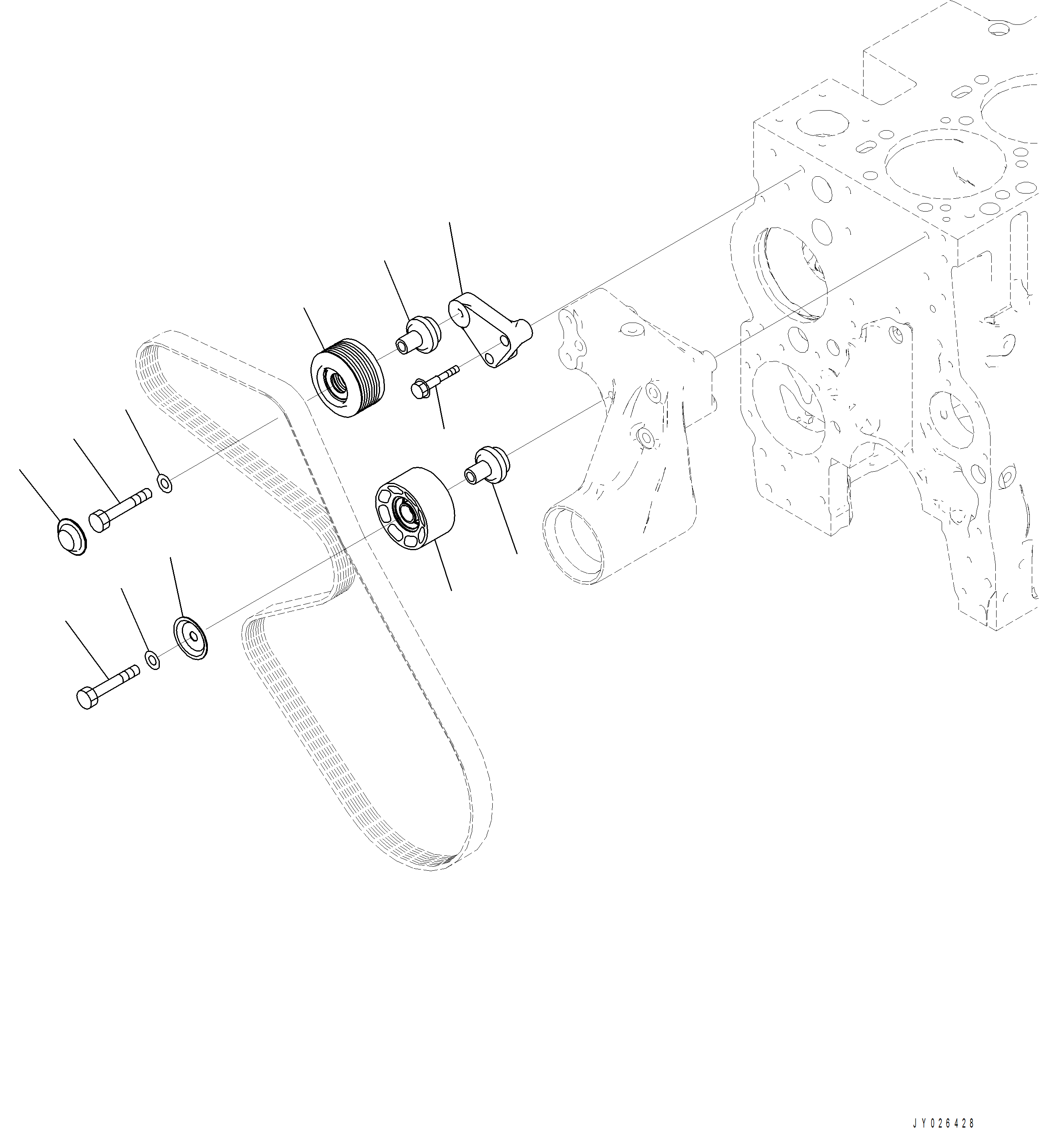 Komatsu parts book diagram for PC390LCI-11 A31001-UP BEPB113400 3.8.2018: AEH20-001001 COOLING FAN DRIVE PULLEY (1/2)
