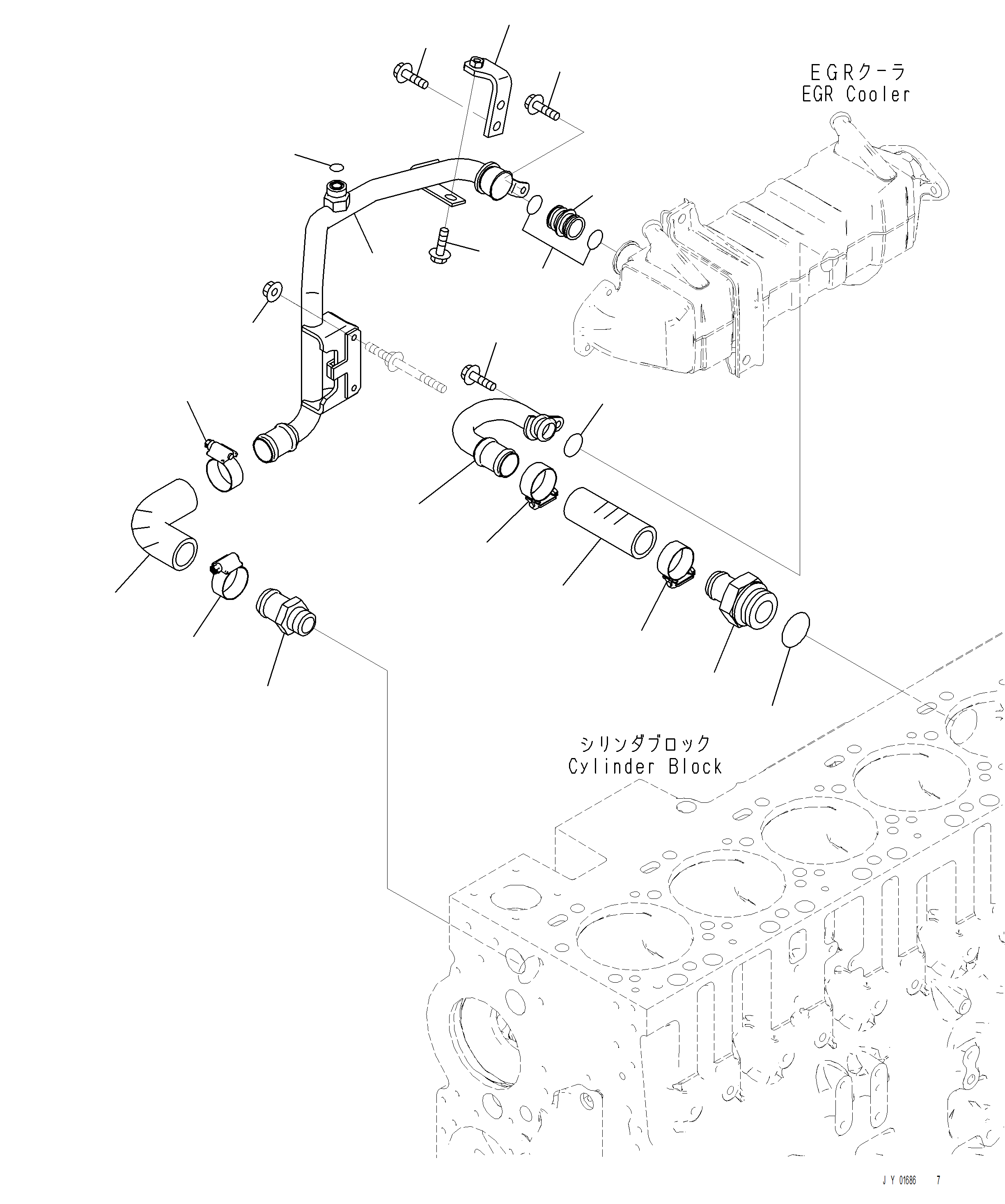 Komatsu parts book diagram for PC390LCI-11 A31001-UP BEPB113400 3.8.2018: AER10-001001 EXHAUST GAS RE-CIRCULATION (EGR) COOLER WATER PIPING