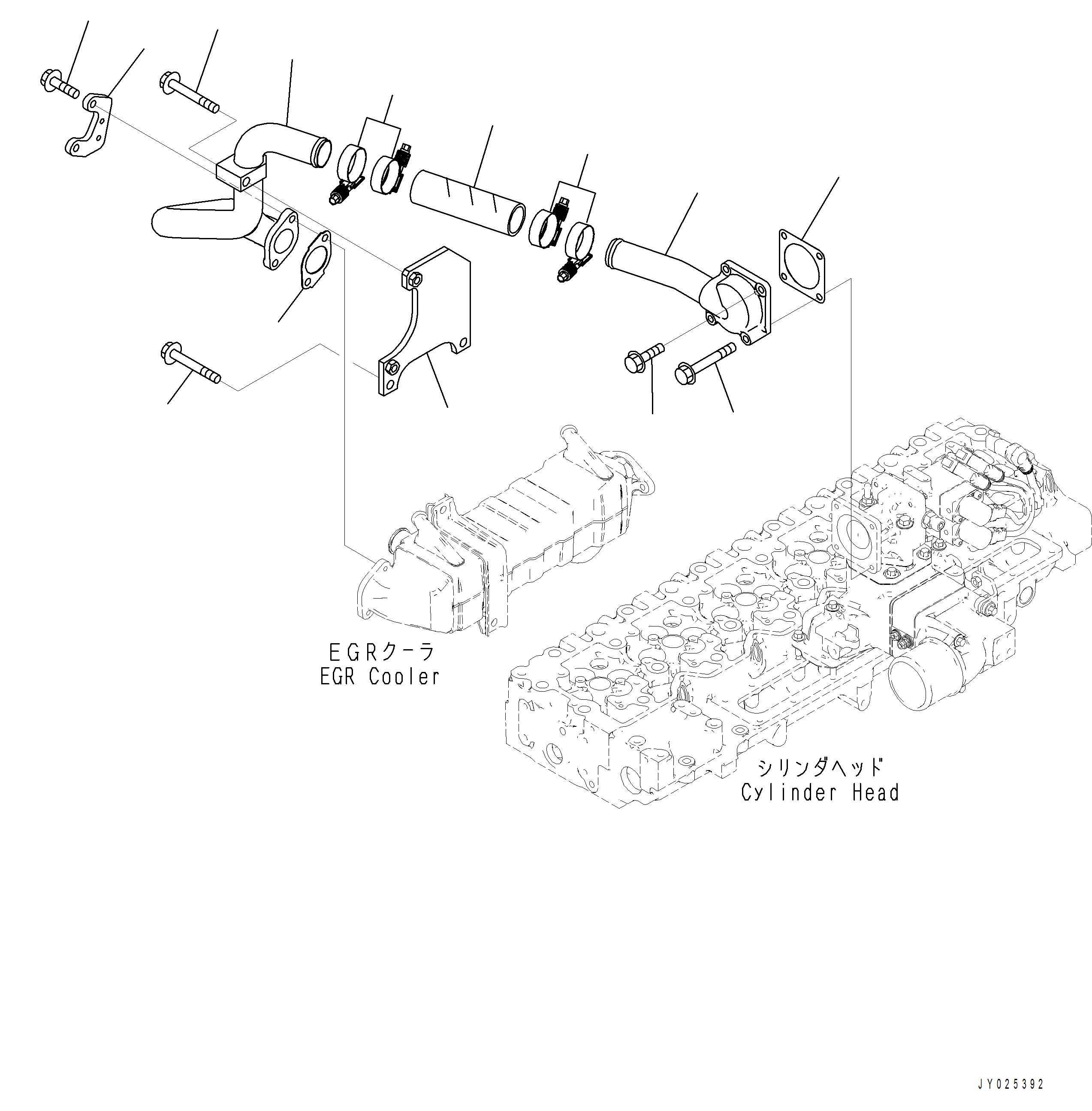 Komatsu parts book diagram for PC390LCI-11 A31001-UP BEPB113400 3.8.2018: AER20-001001 EXHAUST GAS RE-CIRCULATION (EGR) COOLER AIR PIPING