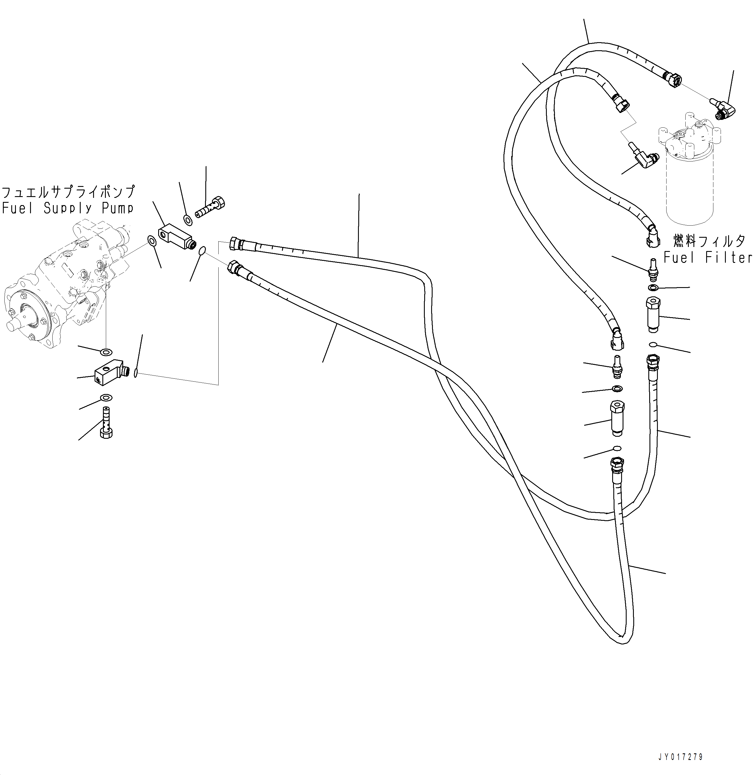 Komatsu parts book diagram for PC390LCI-11 A31001-UP BEPB113400 3.8.2018: AFF20-001001 FUEL FILTER PIPING