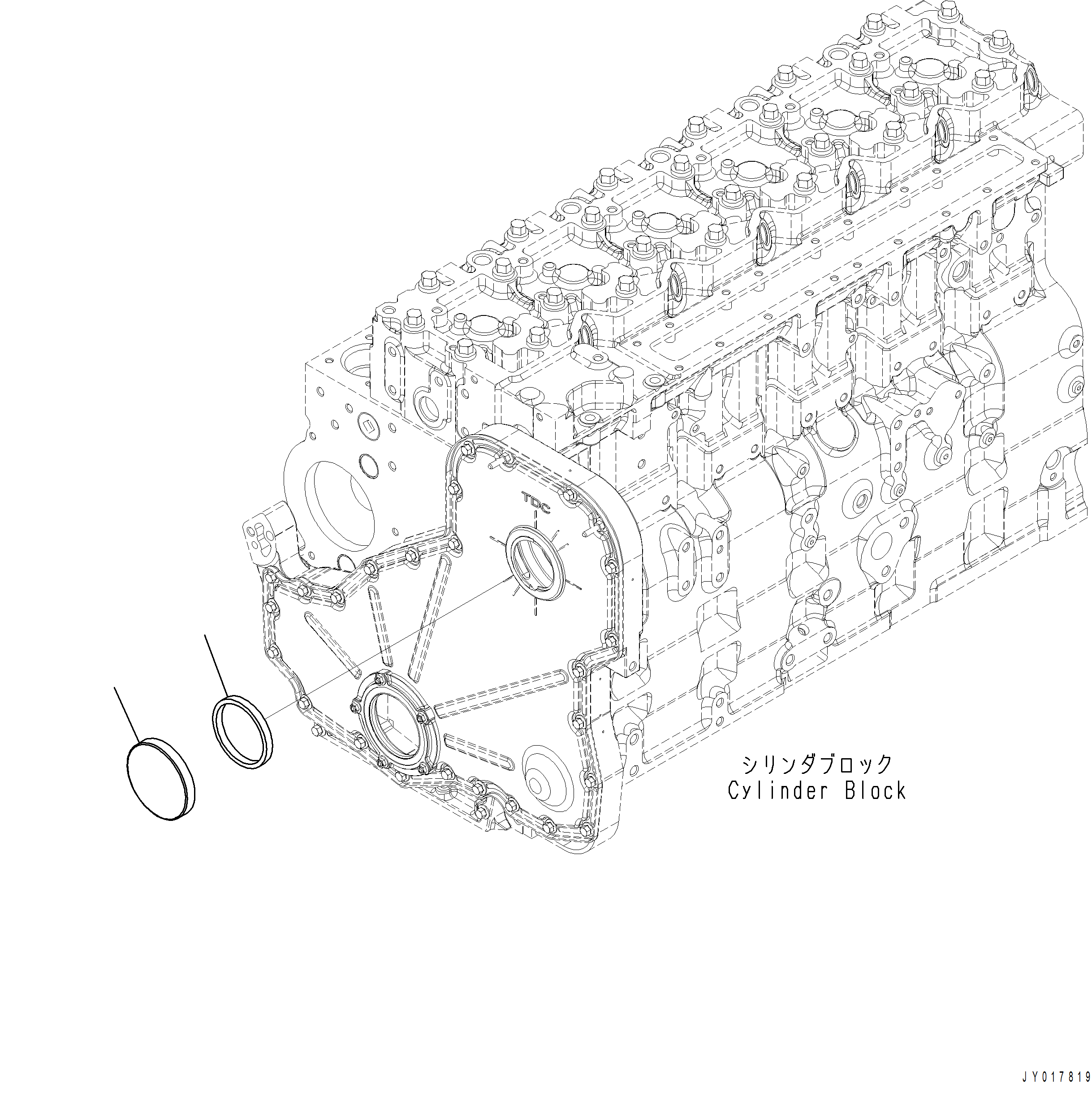 Komatsu parts book diagram for PC390LCI-11 A31001-UP BEPB113400 3.8.2018: AOB20-001001 CYLINDER BLOCK COVER