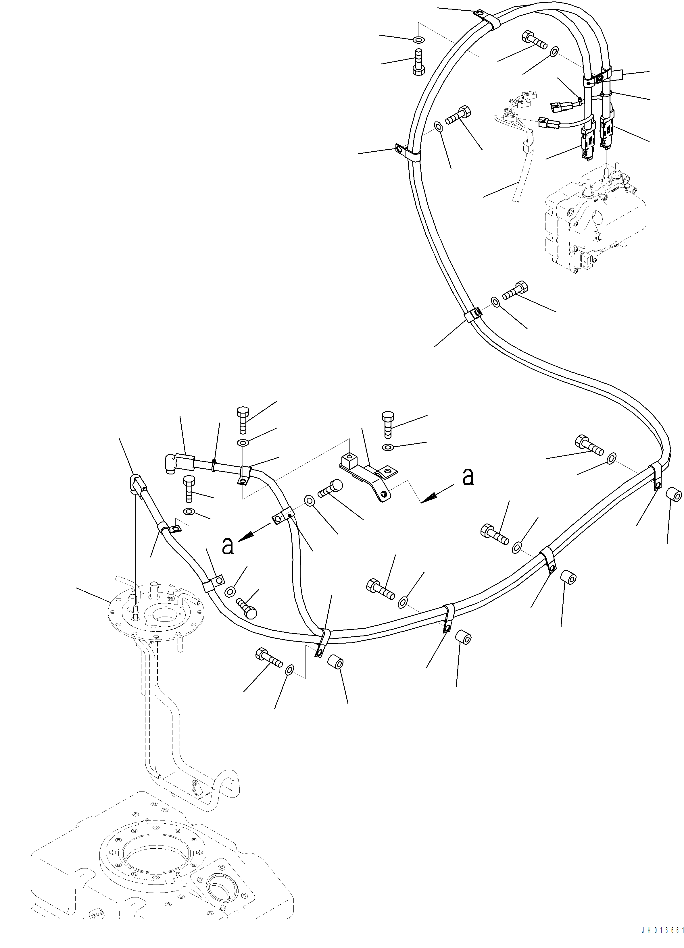 Komatsu parts book diagram for PC390LCI-11 A31001-UP BEPB113400 3.8.2018: D0510-001001 DEF PIPING SUCTION AND RETURN PIPING