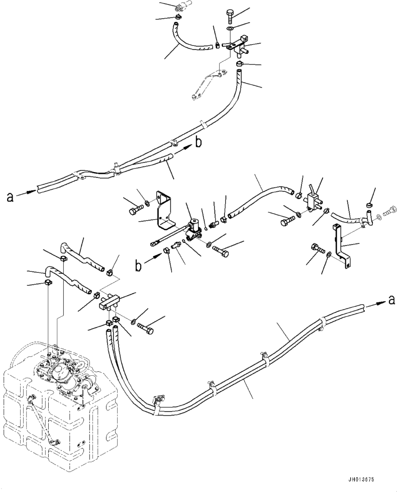 Komatsu parts book diagram for PC390LCI-11 A31001-UP BEPB113400 3.8.2018: D0510-001004 DEF PIPING DEF TANK COOLANT PIPING (1/2)