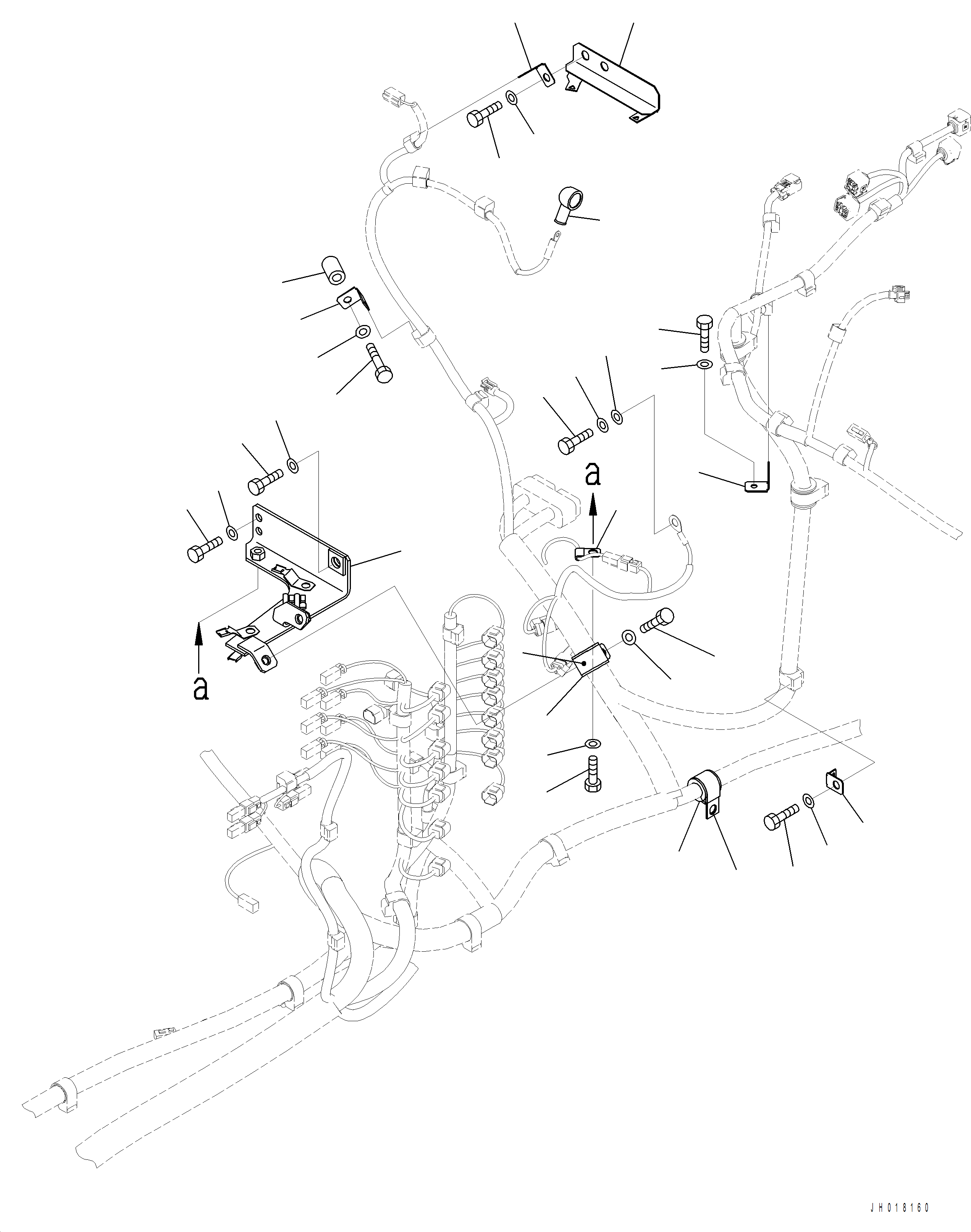Komatsu parts book diagram for PC390LCI-11 A31001-UP BEPB113400 3.8.2018: E0200-001006 MAIN WIRING HARNESS MOUNTING (5/7)