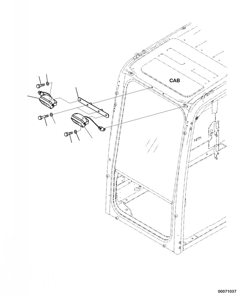 Komatsu parts book diagram for PC390LCI-11 A31001-UP BEPB113400 3.8.2018: E0310-001001 ADDITIONAL WORKING LAMP FRONT