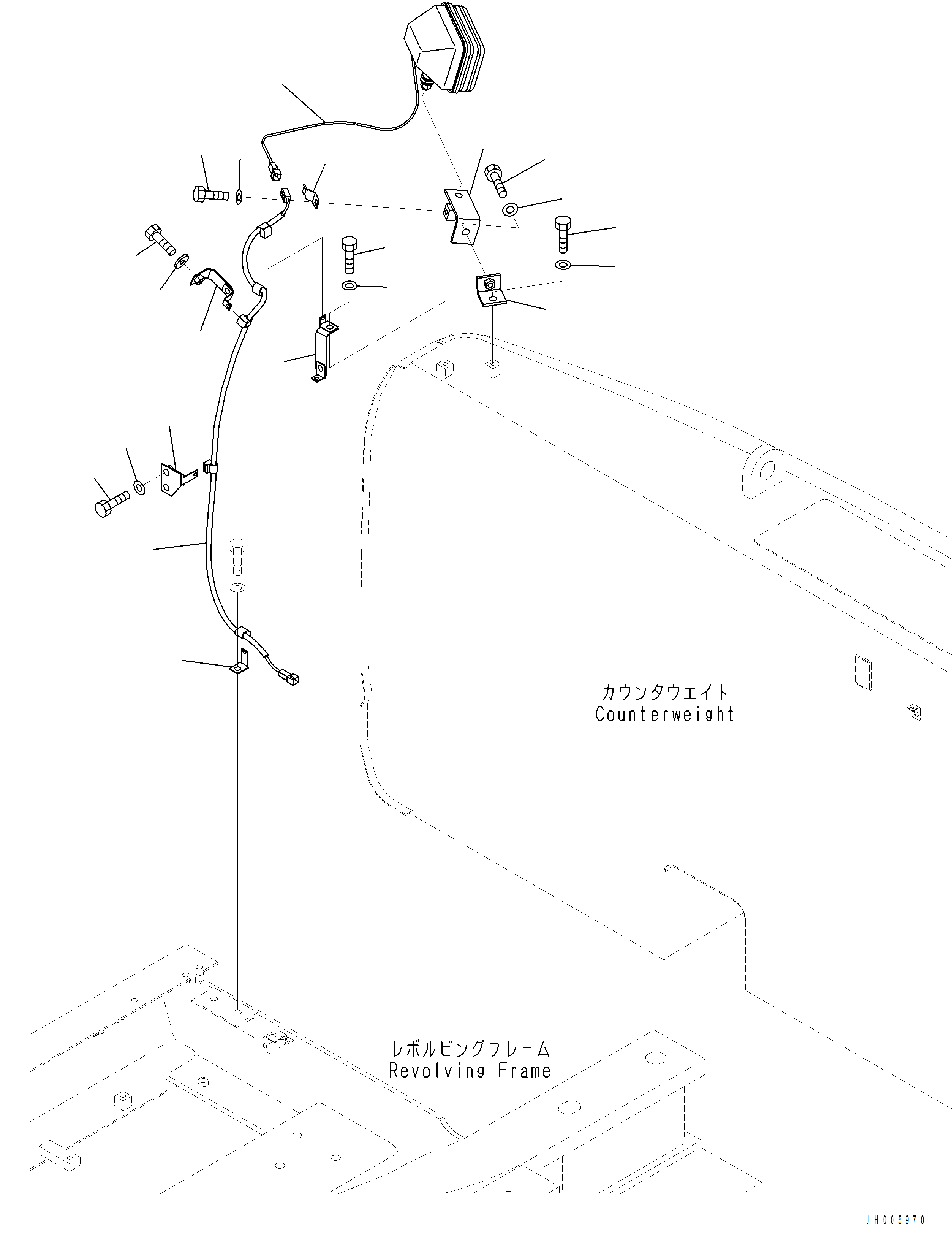 Komatsu parts book diagram for PC390LCI-11 A31001-UP BEPB113400 3.8.2018: E0320-001001 ADDITIONAL REAR WORKING LAMP