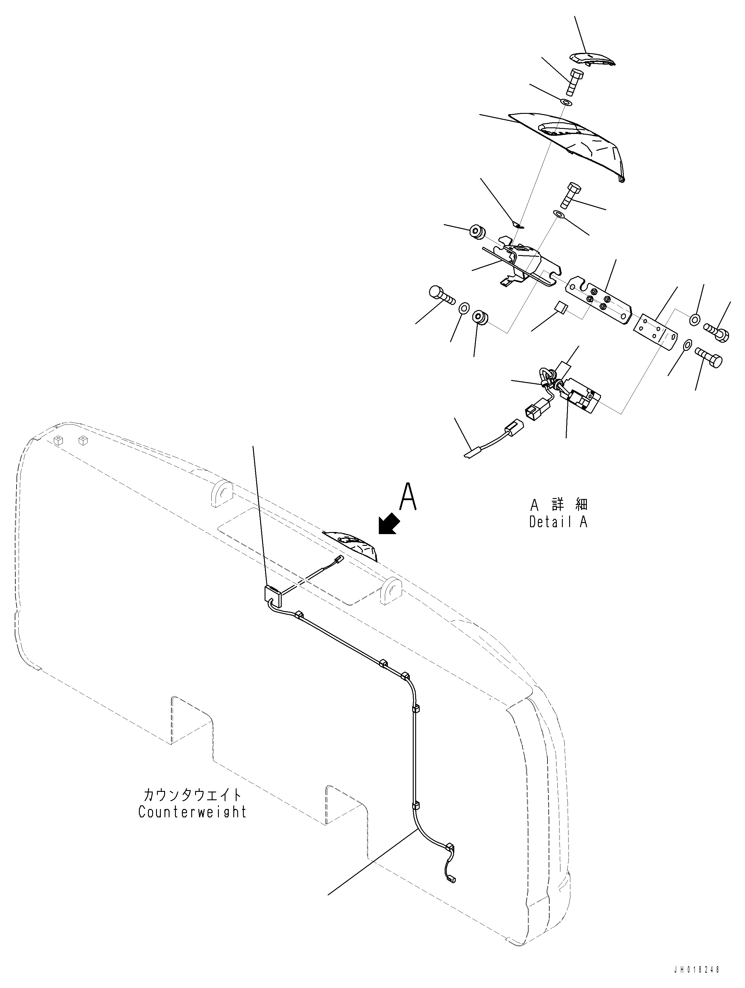 Komatsu parts book diagram for PC390LCI-11 A31001-UP BEPB113400 3.8.2018: E0450-001001 REARVIEW CAMERA CENTER