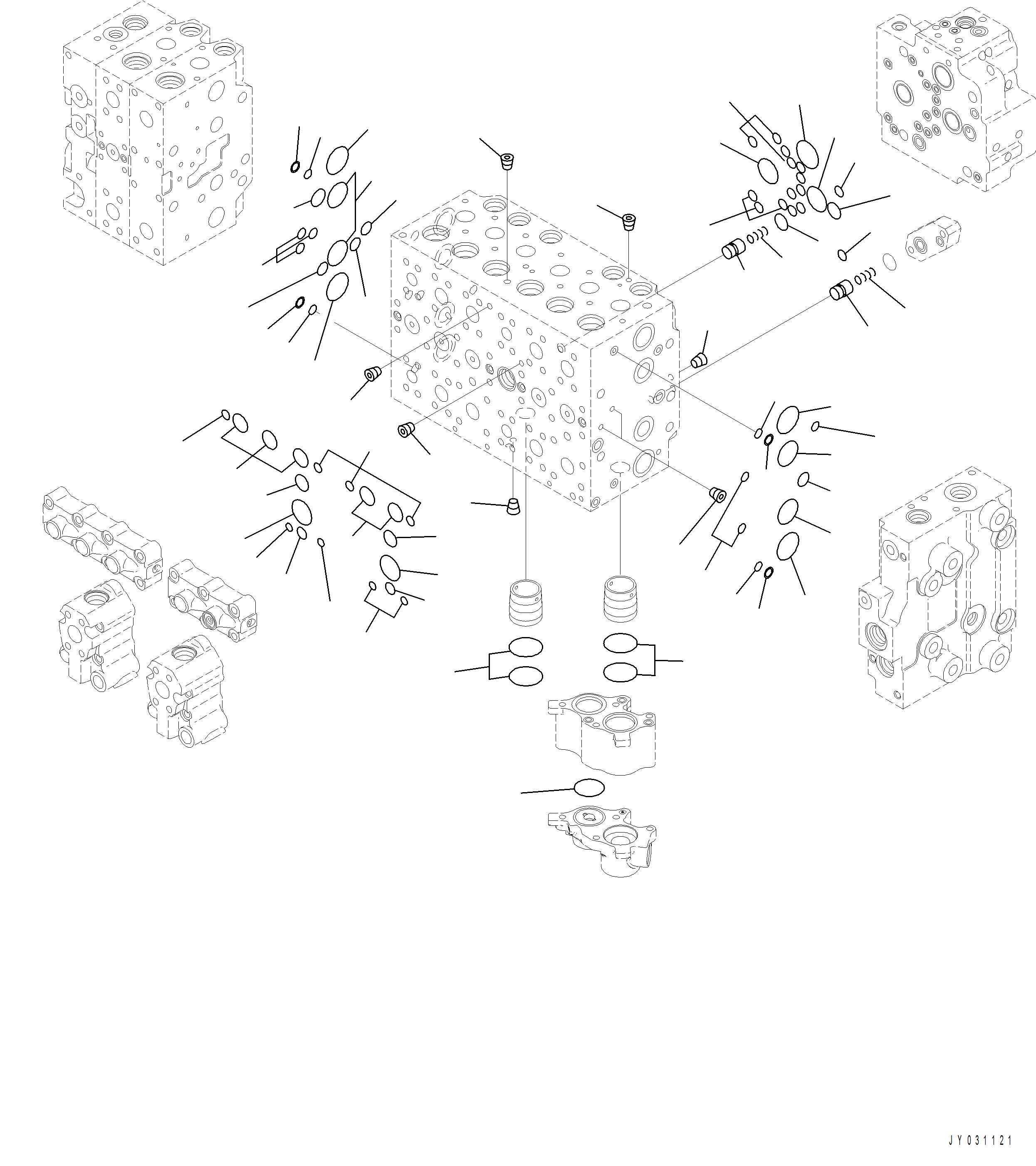 Komatsu parts book diagram for PC390LCI-11 A31001-UP BEPB113400 3.8.2018: H0120-003005 MAIN CONTROL VALVE (5/26)