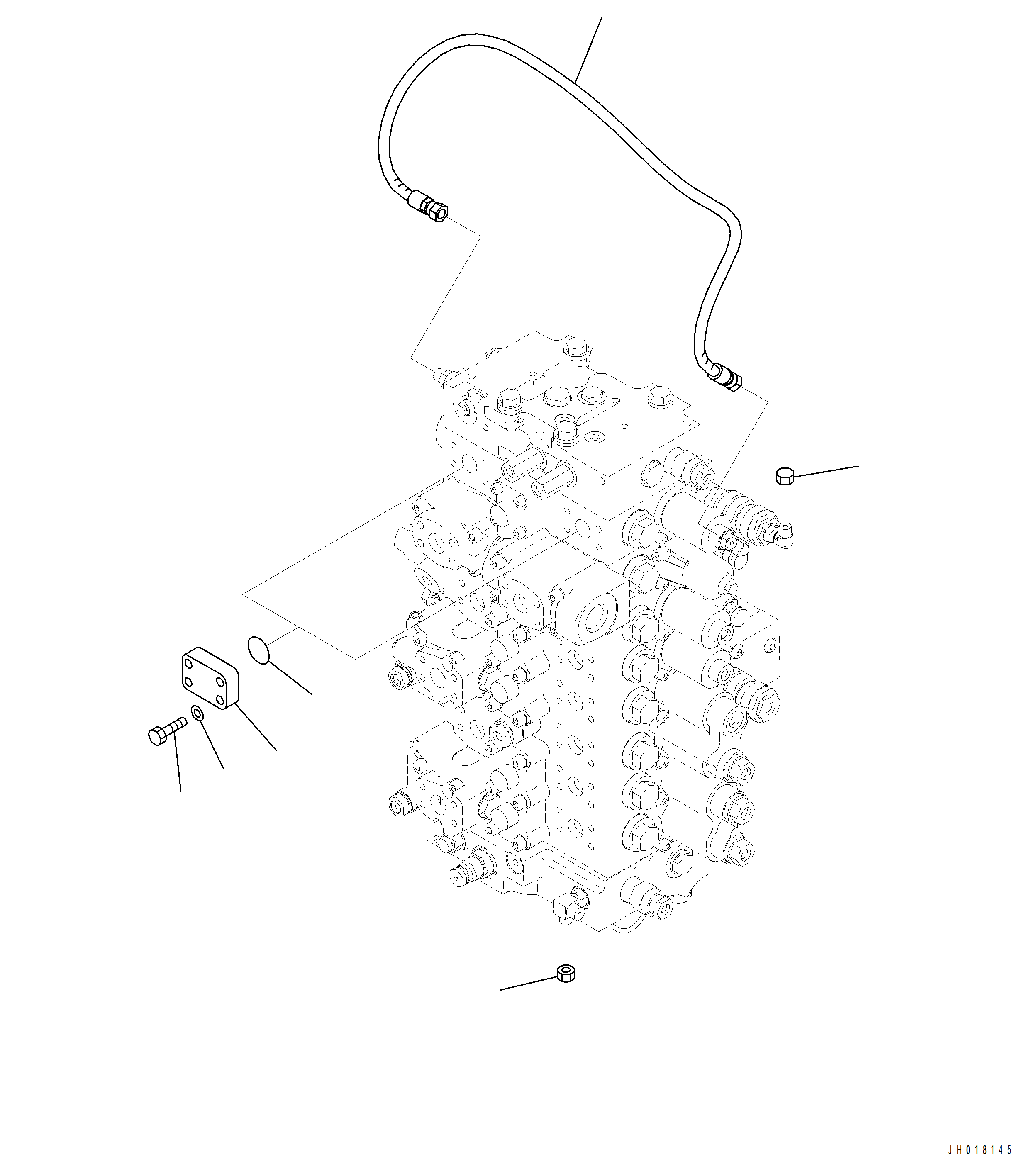 Komatsu parts book diagram for PC390LCI-11 A31001-UP BEPB113400 3.8.2018: H0120-003029 MAIN CONTROL VALVE BLIND PARTS