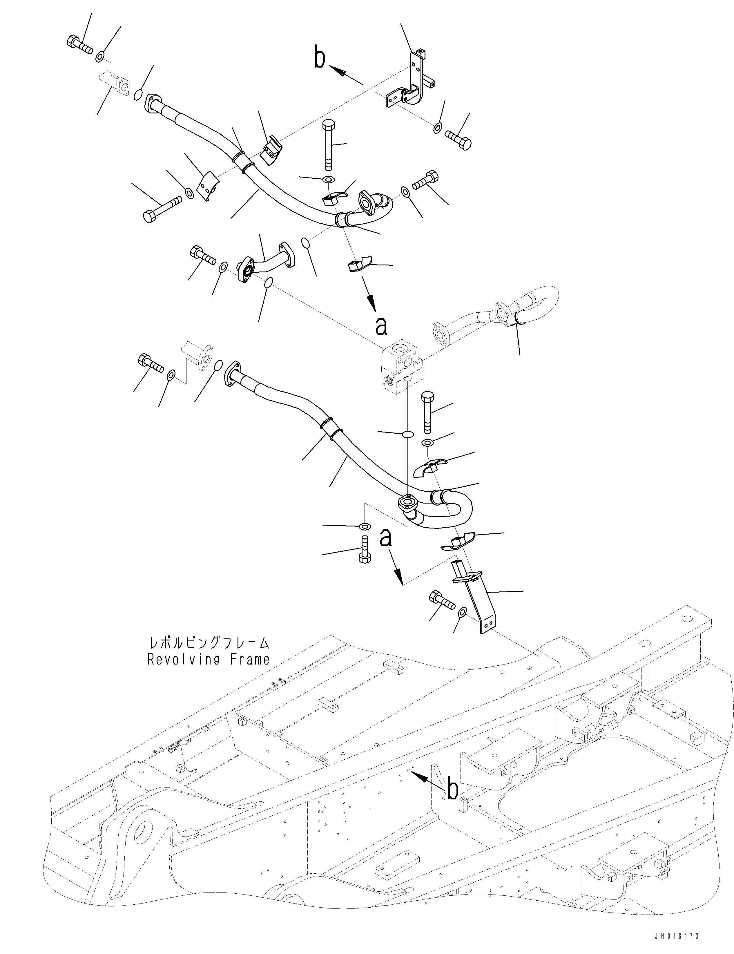 Komatsu parts book diagram for PC390LCI-11 A31001-UP BEPB113400 3.8.2018: H0320-001001 HYDRAULIC OIL COOLER PIPING
