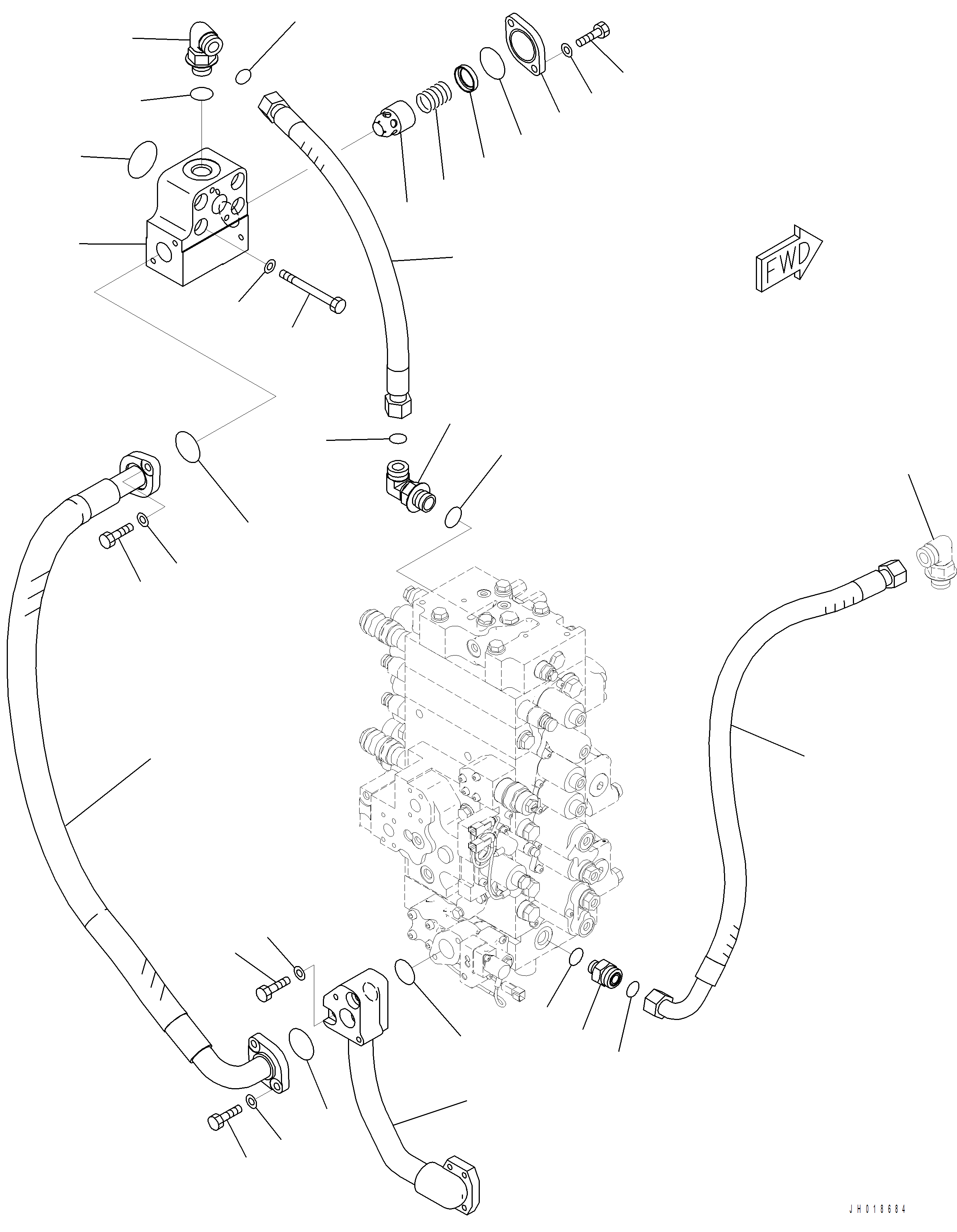 Komatsu parts book diagram for PC390LCI-11 A31001-UP BEPB113400 3.8.2018: H0330-001001 RETURN PIPING WITH 1-ADDITIONAL ACTUATOR