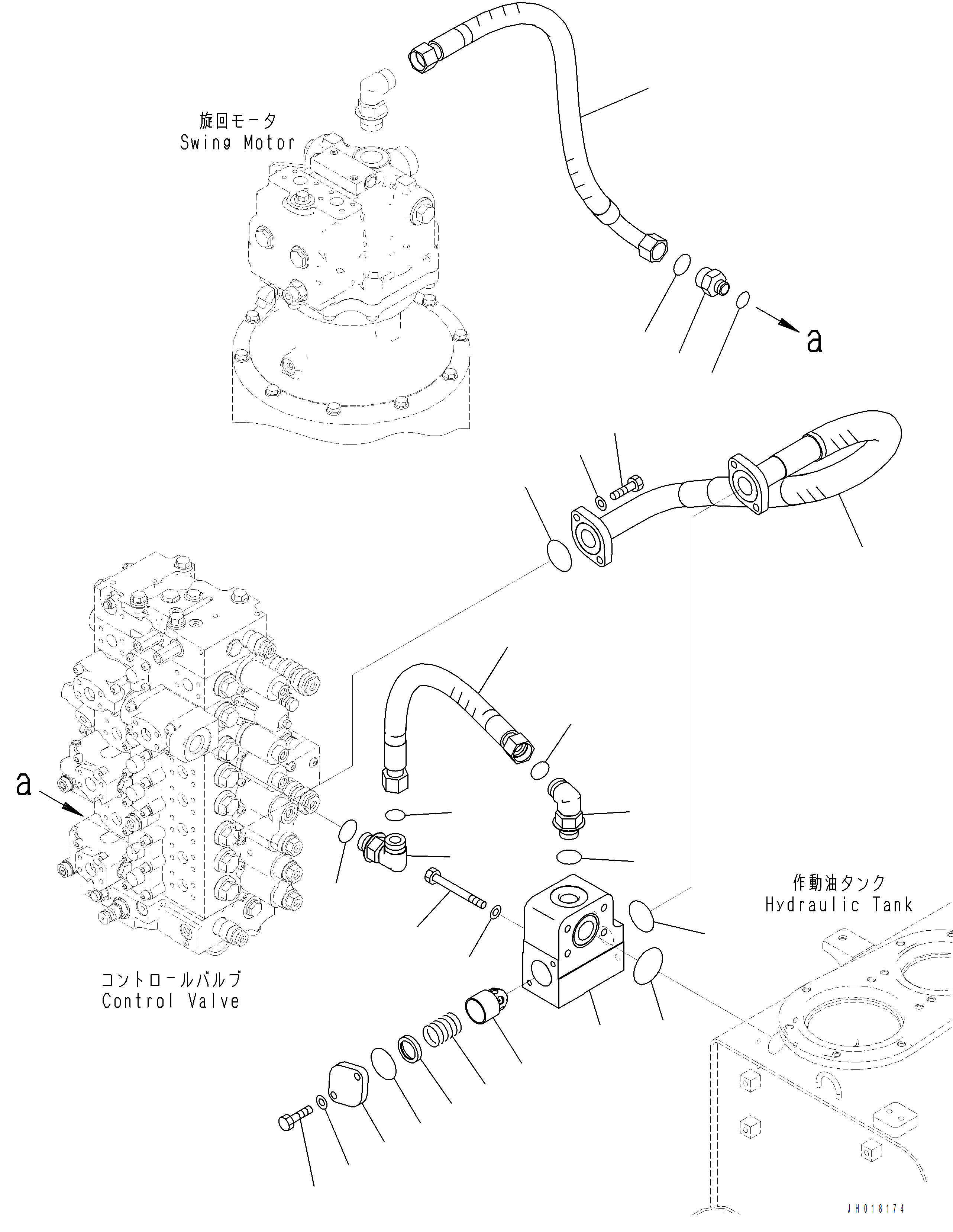 Komatsu parts book diagram for PC390LCI-11 A31001-UP BEPB113400 3.8.2018: H0330-002001 RETURN PIPING