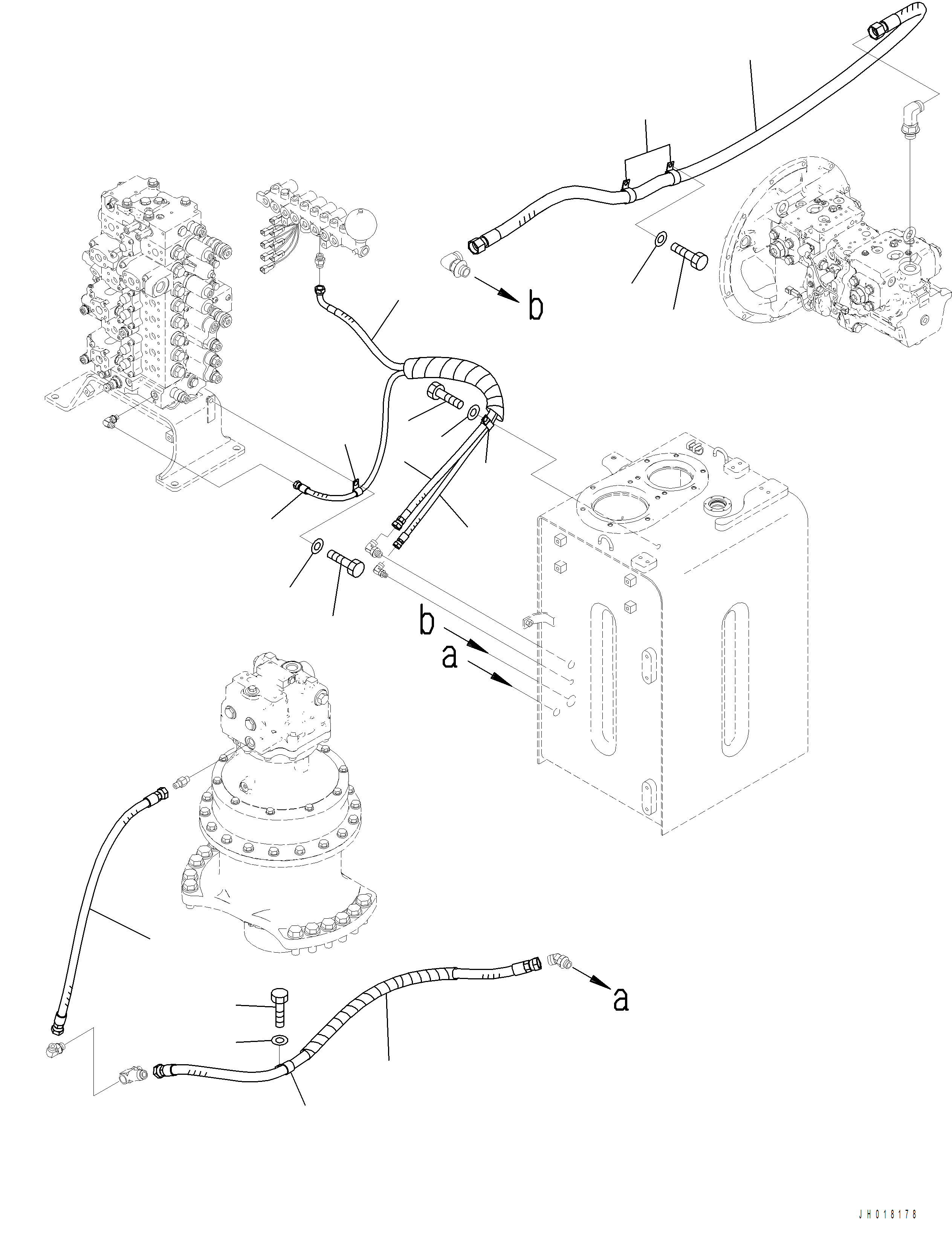 Komatsu parts book diagram for PC390LCI-11 A31001-UP BEPB113400 3.8.2018: H0340-001001 DRAIN PIPING