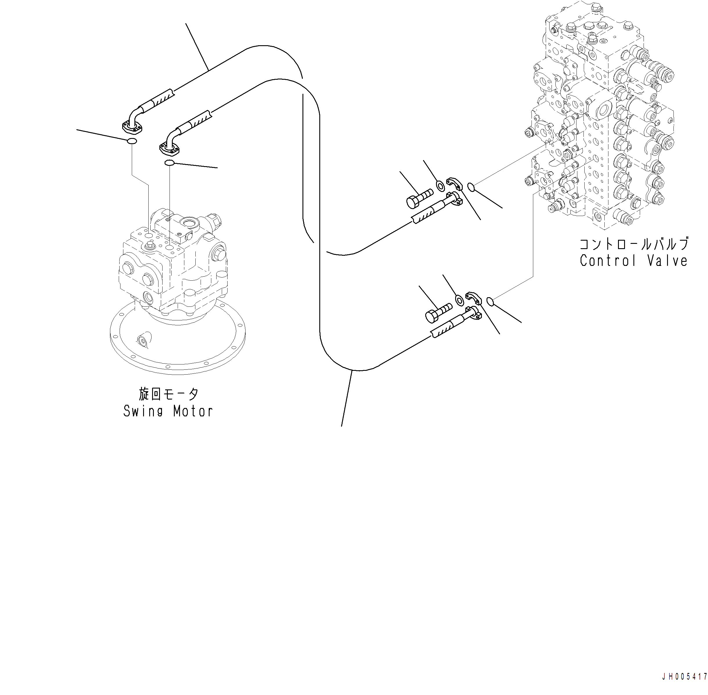 Komatsu parts book diagram for PC390LCI-11 A31001-UP BEPB113400 3.8.2018: H1340-001001 SWING PIPING