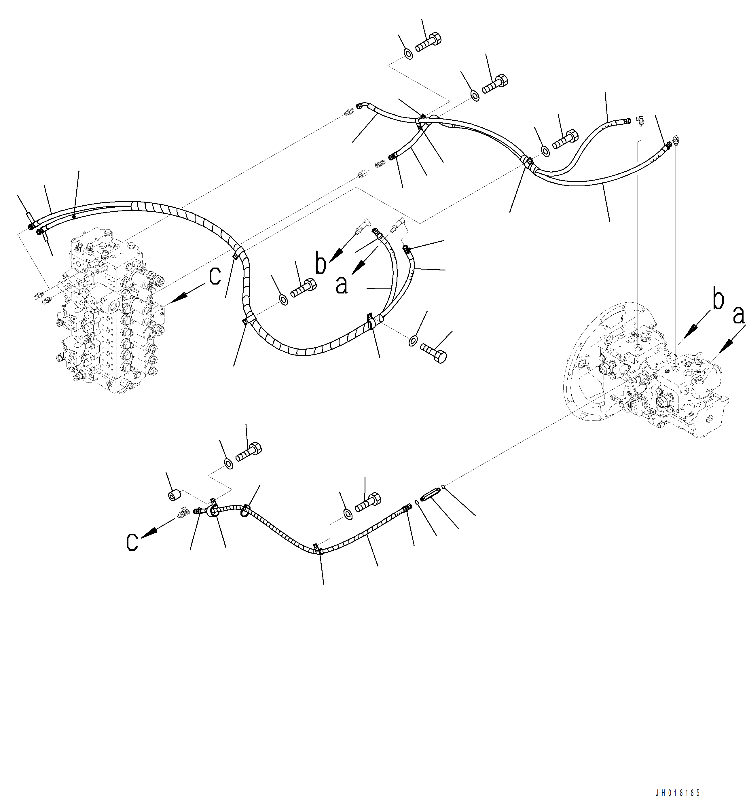 Komatsu parts book diagram for PC390LCI-11 A31001-UP BEPB113400 3.8.2018: H1810-002001 LS PIPING