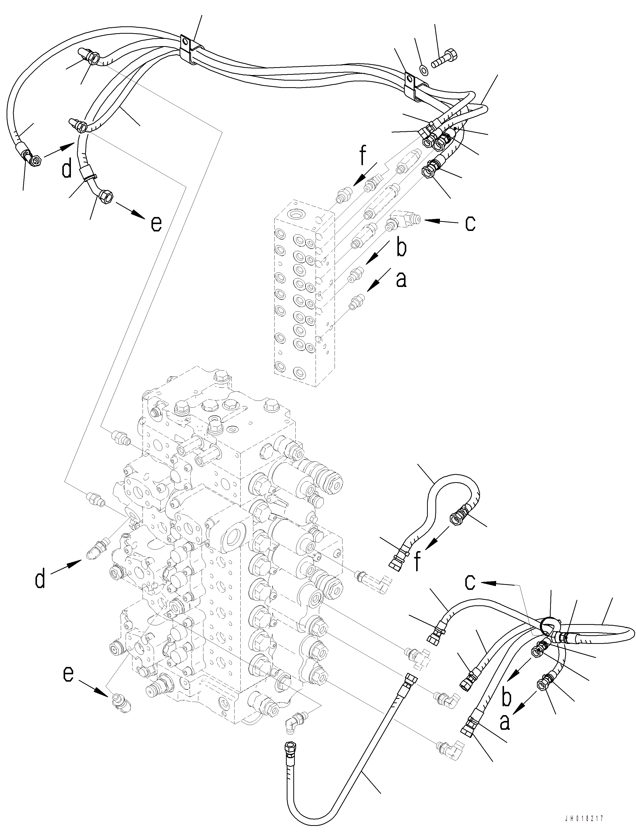 Komatsu parts book diagram for PC390LCI-11 A31001-UP BEPB113400 3.8.2018: H1840-001001 PROPORTIONAL PRESSURE CONTROL (PPC) MAIN PIPING