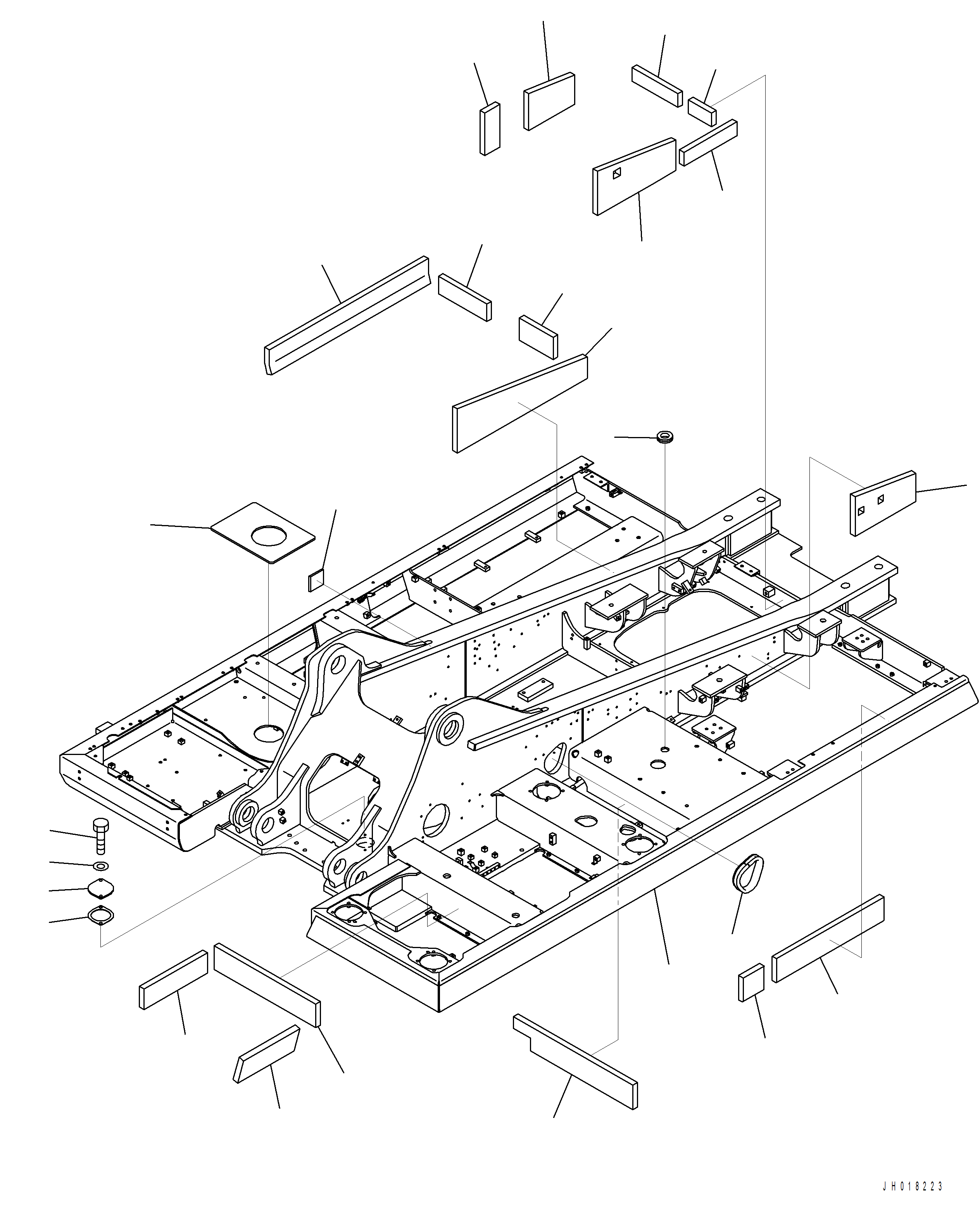 Komatsu parts book diagram for PC390LCI-11 A31001-UP BEPB113400 3.8.2018: J1110-001001 REVOLVING FRAME (1/2)